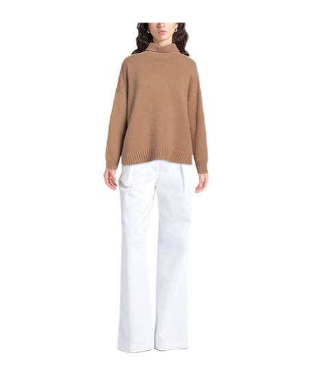 Max Mara Solid Turtleneck Knit Top In Nude