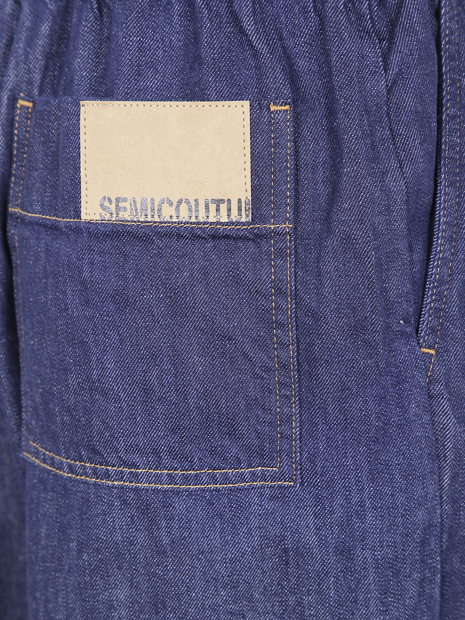 Semicouture Elastic-waistband Pocket Boyfriend Jeans In Blue