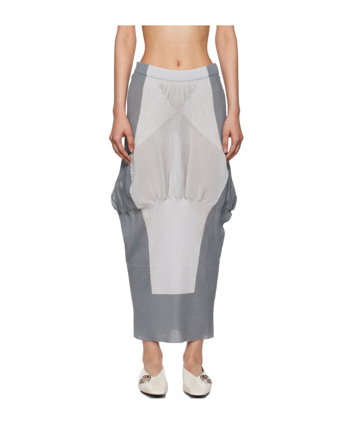 Shop Issey Miyake Elastic Waist Skirt In Gray
