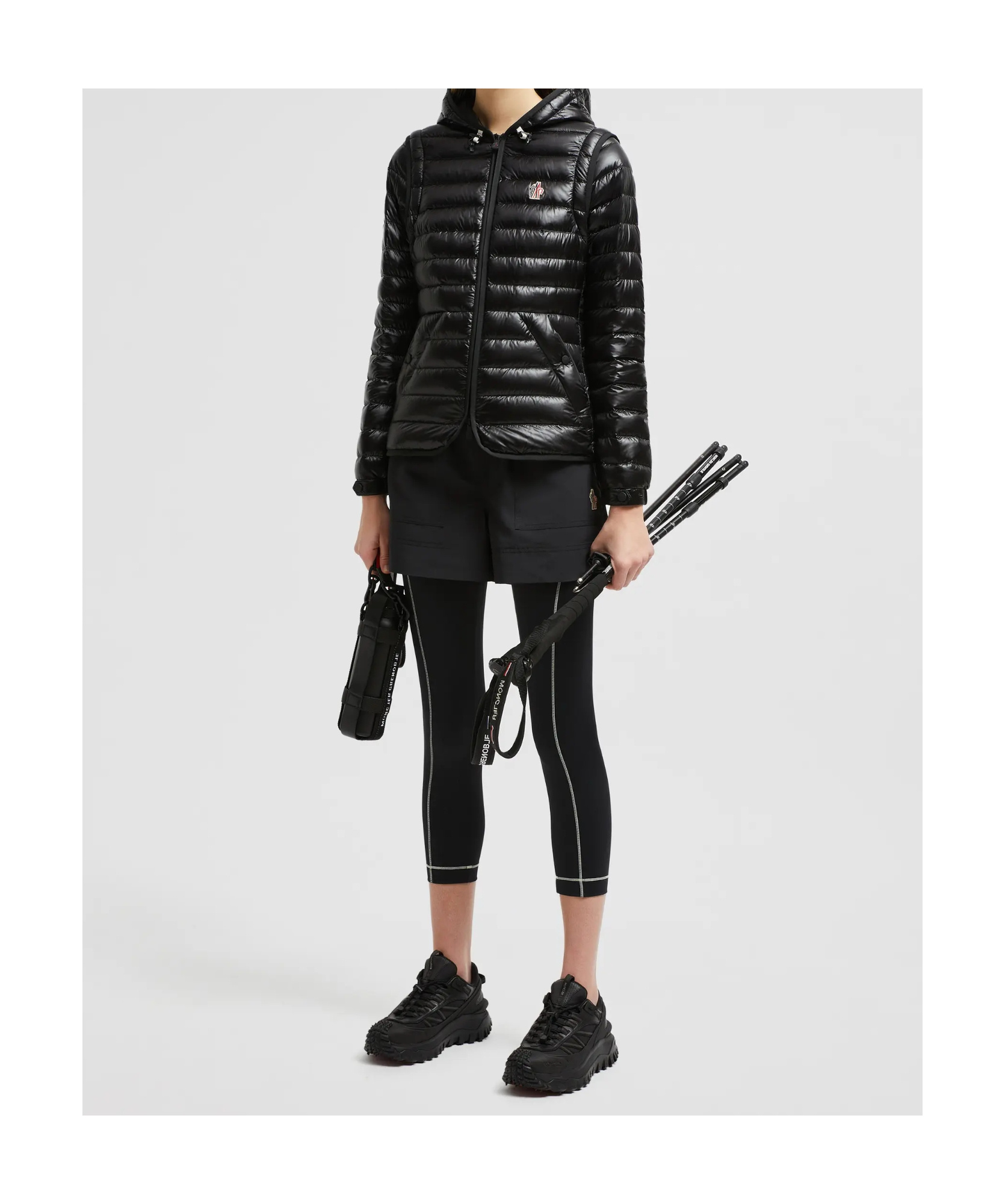 Shop Moncler Karura 2-in-1 Hooded Short Down Jacket In Black