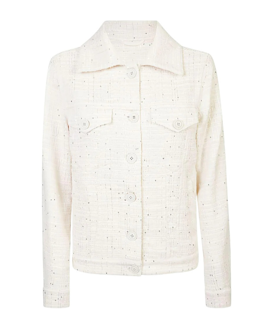 Eleventy Sequin-embellished Tweed Jacket In White