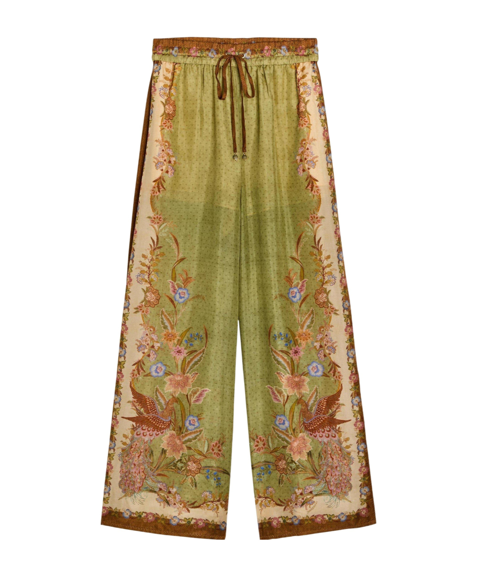 Zimmermann Silk Wide-leg Trousers In Green