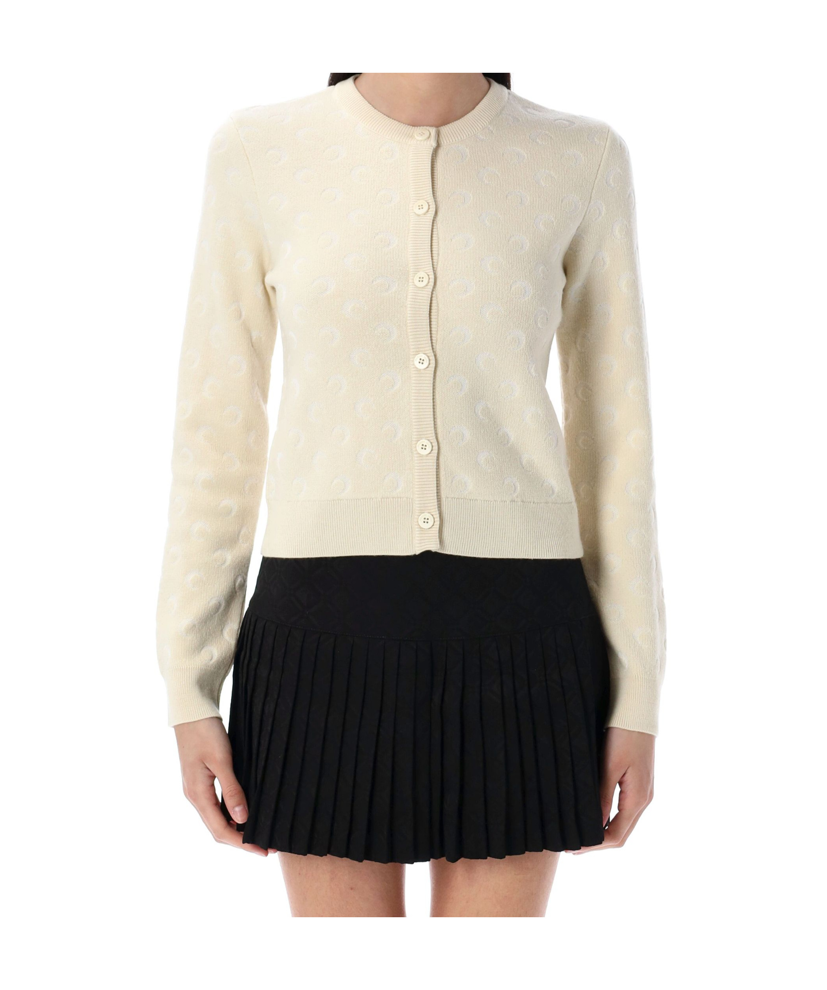 Marine Serre Cardigan With Jacquard Moon Motif In White