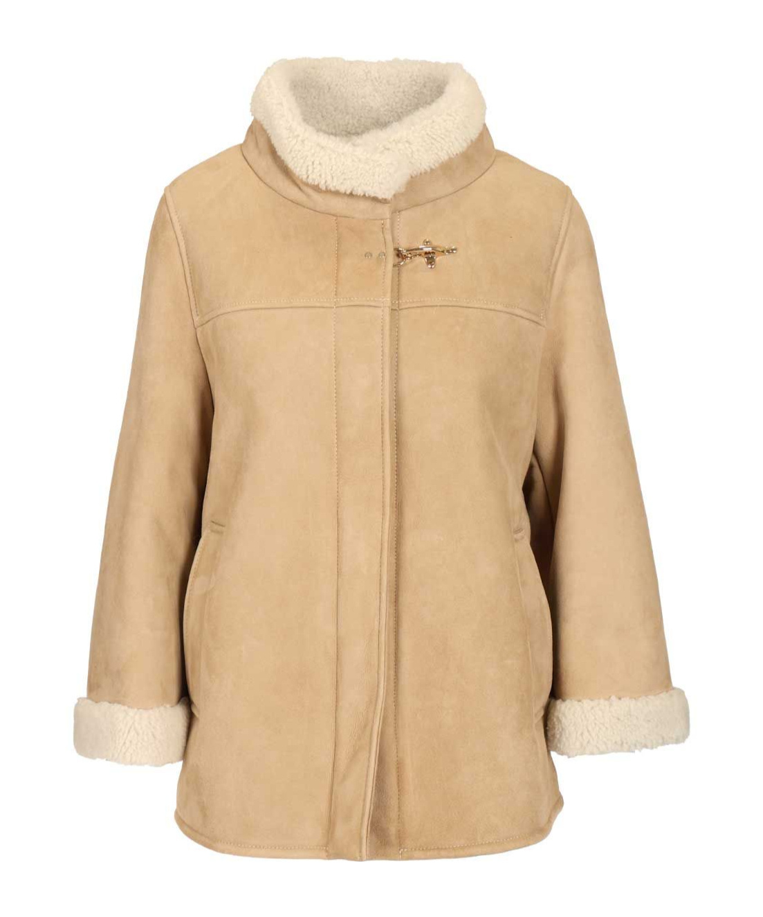 Fay Stand Collar Leather Jacket In Nude