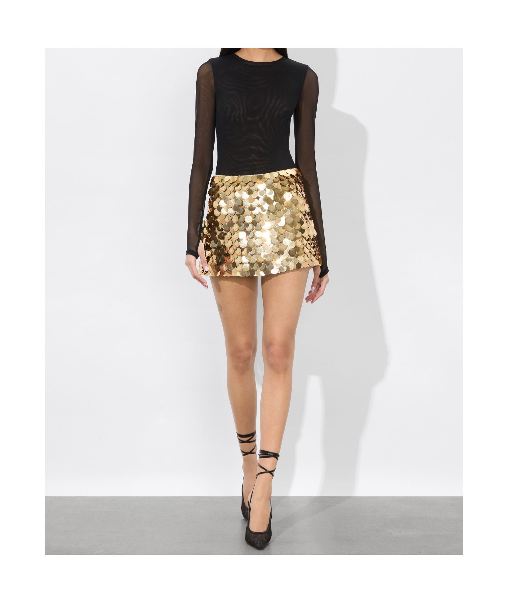 Alice And Olivia Rubi Micro Skirt In Light Gold/champagne