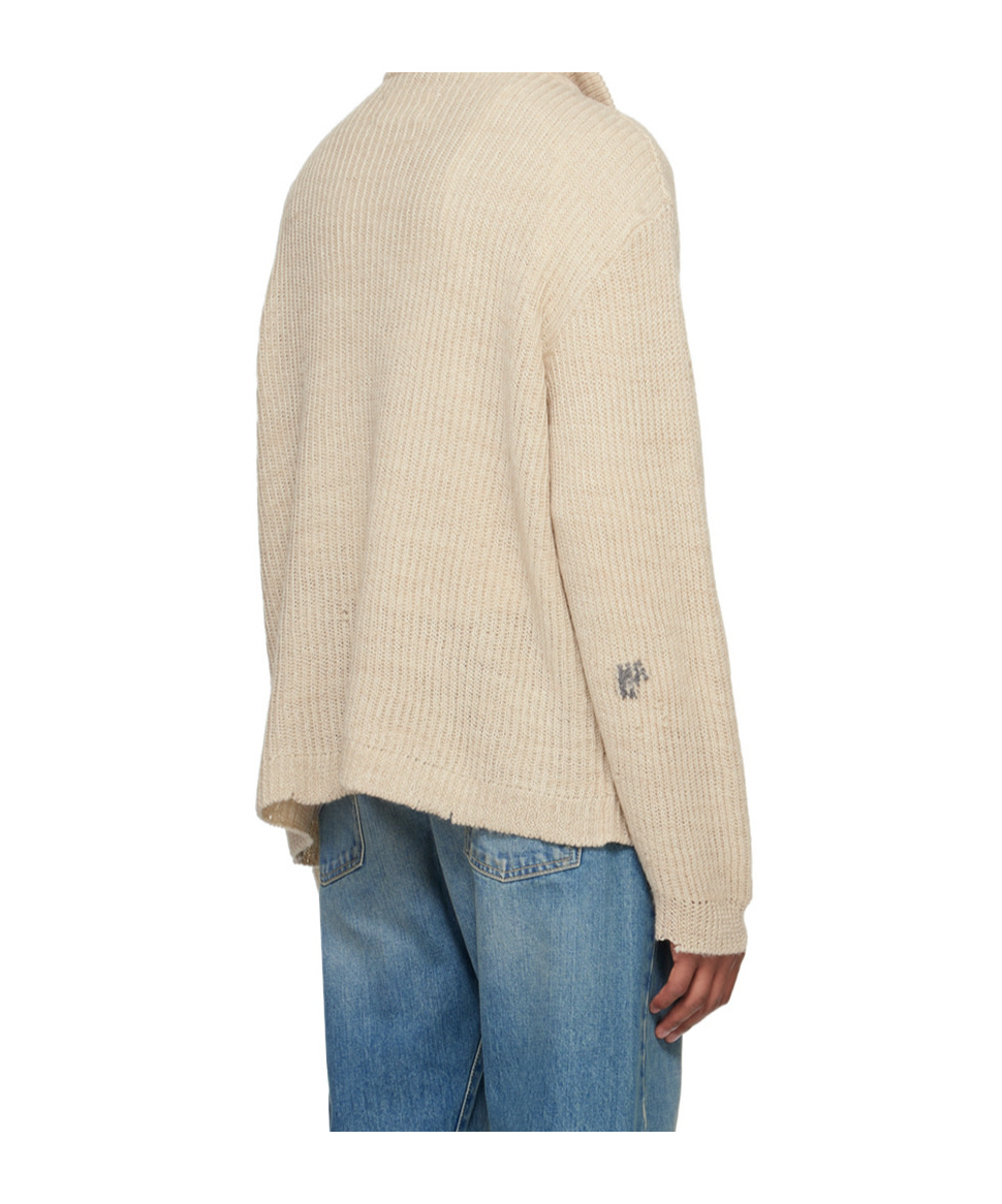 Maison Margiela Beige Summer Shetland Knit Sweater In Nude