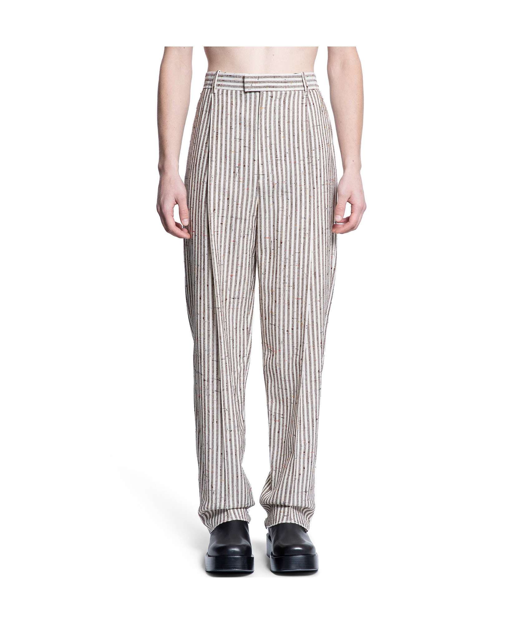 Bottega Veneta Pantaloni Di Lana A Righe Sottili In Multicolor