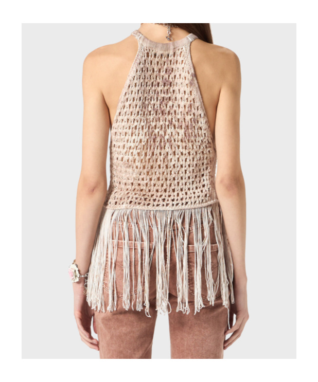 BLUMARINE FRINGED KNITTED TOP