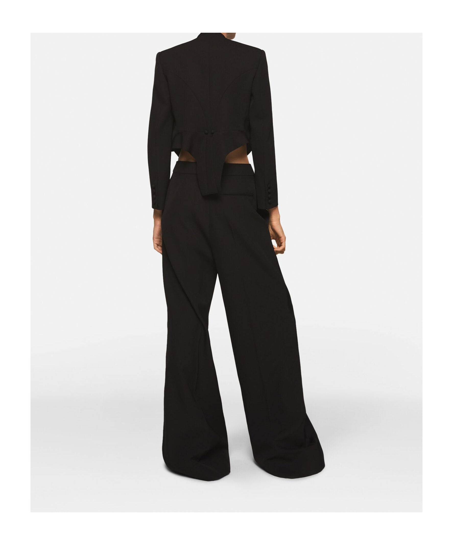 Stella Mccartney Pleated High-rise Wide-leg Wool Trousers In Black
