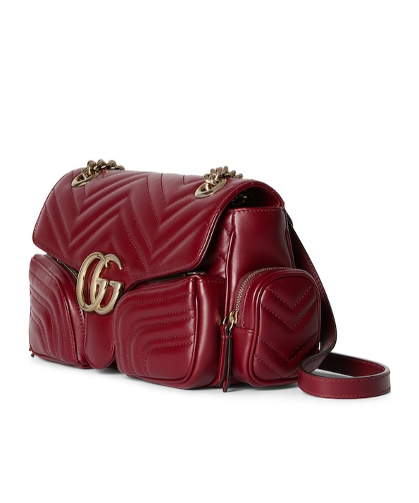 Gucci Small Gg Marmont Shoulder Bag In Red