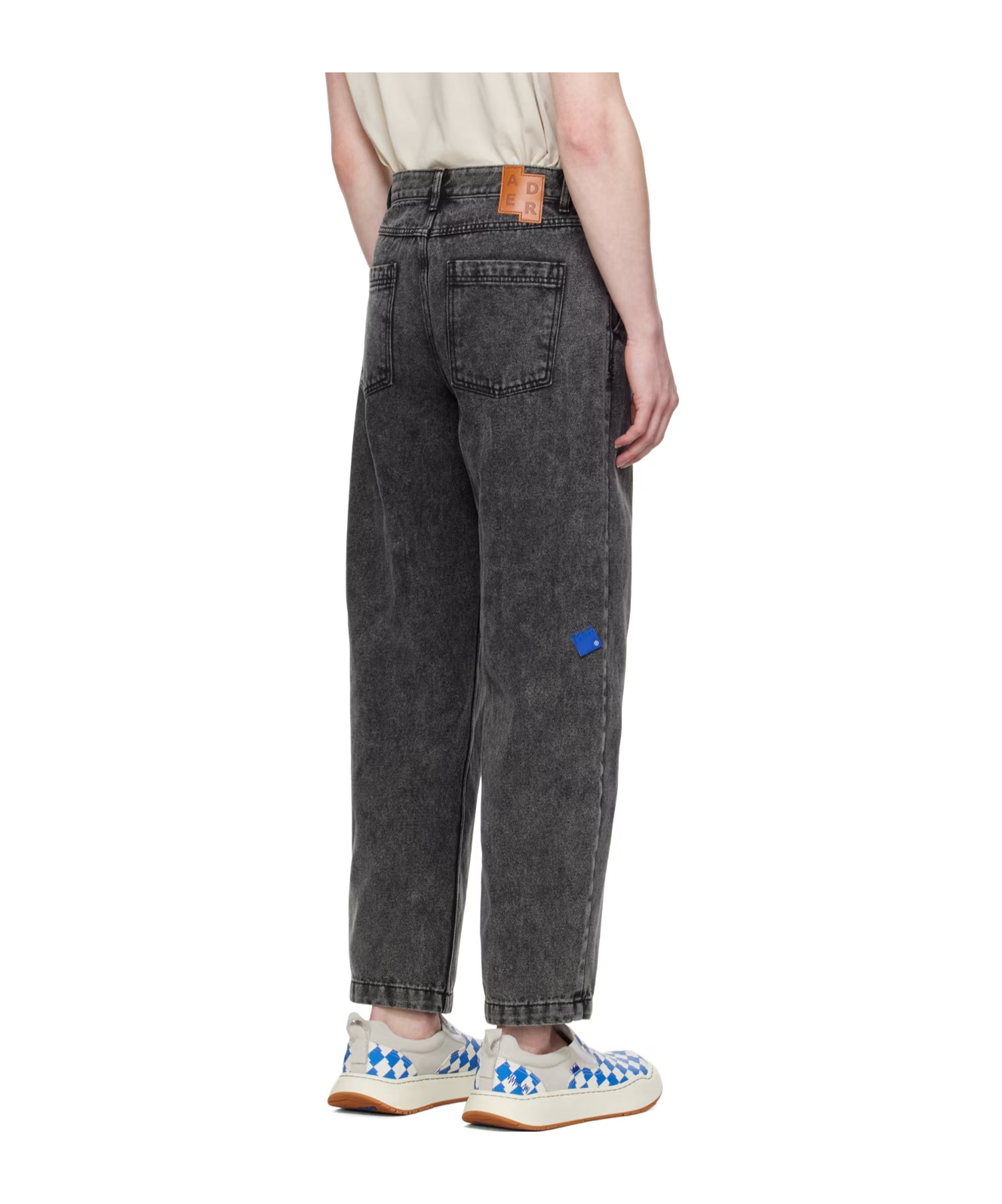 Ader Error Logo Belt Ring Jeans Pants In Black