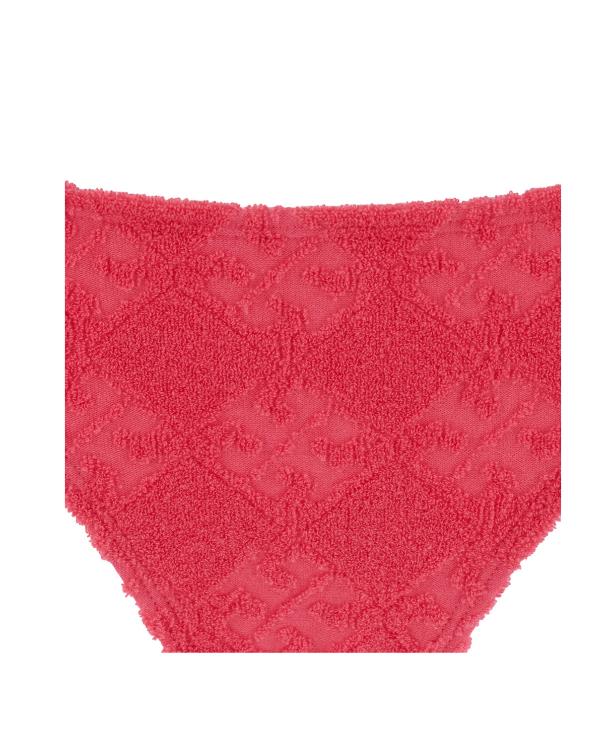 Tory Burch Terry Pink Bikini Bottoms With All-over Logo Embroidery In Cotton Blend Stretch Woman In Red