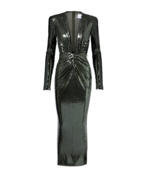 Alex Perry Gathered Sequined Gown In Black