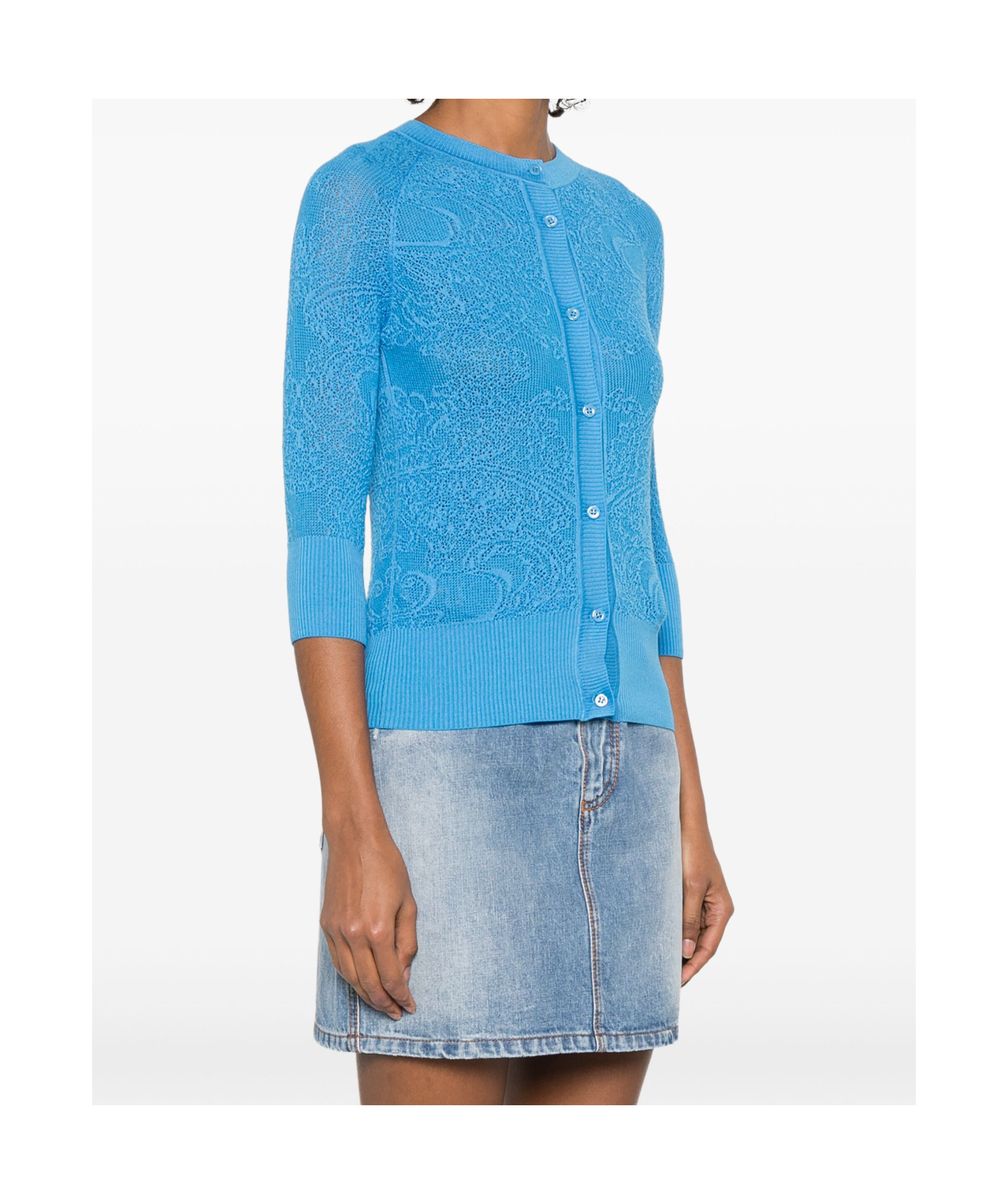 Ermanno Scervino Lace Cardigan In Blue