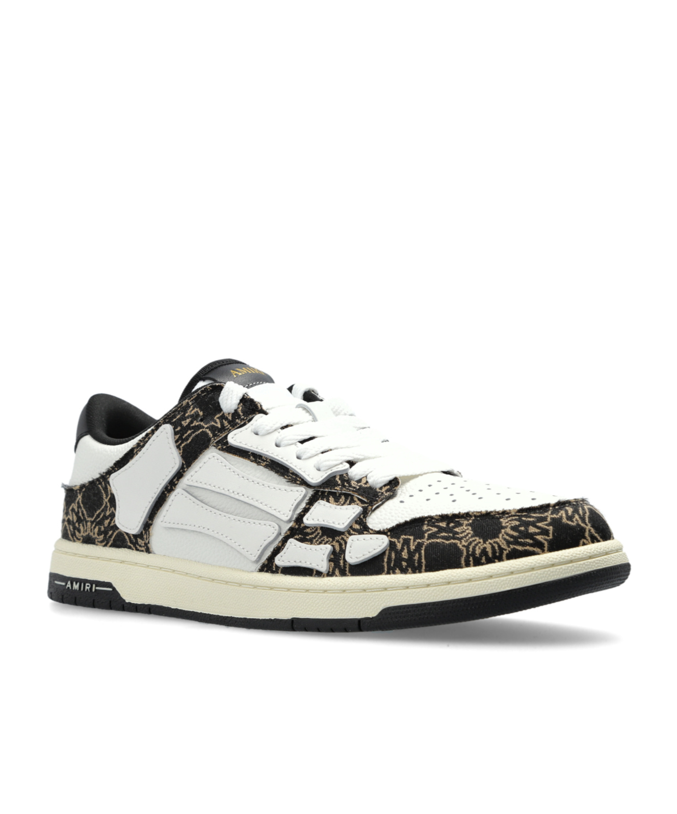 Amiri Two-tone Leather Skel Sneakers In Black