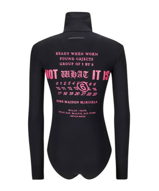 Mm6 Maison Margiela Number Printed Bodysuit In Black