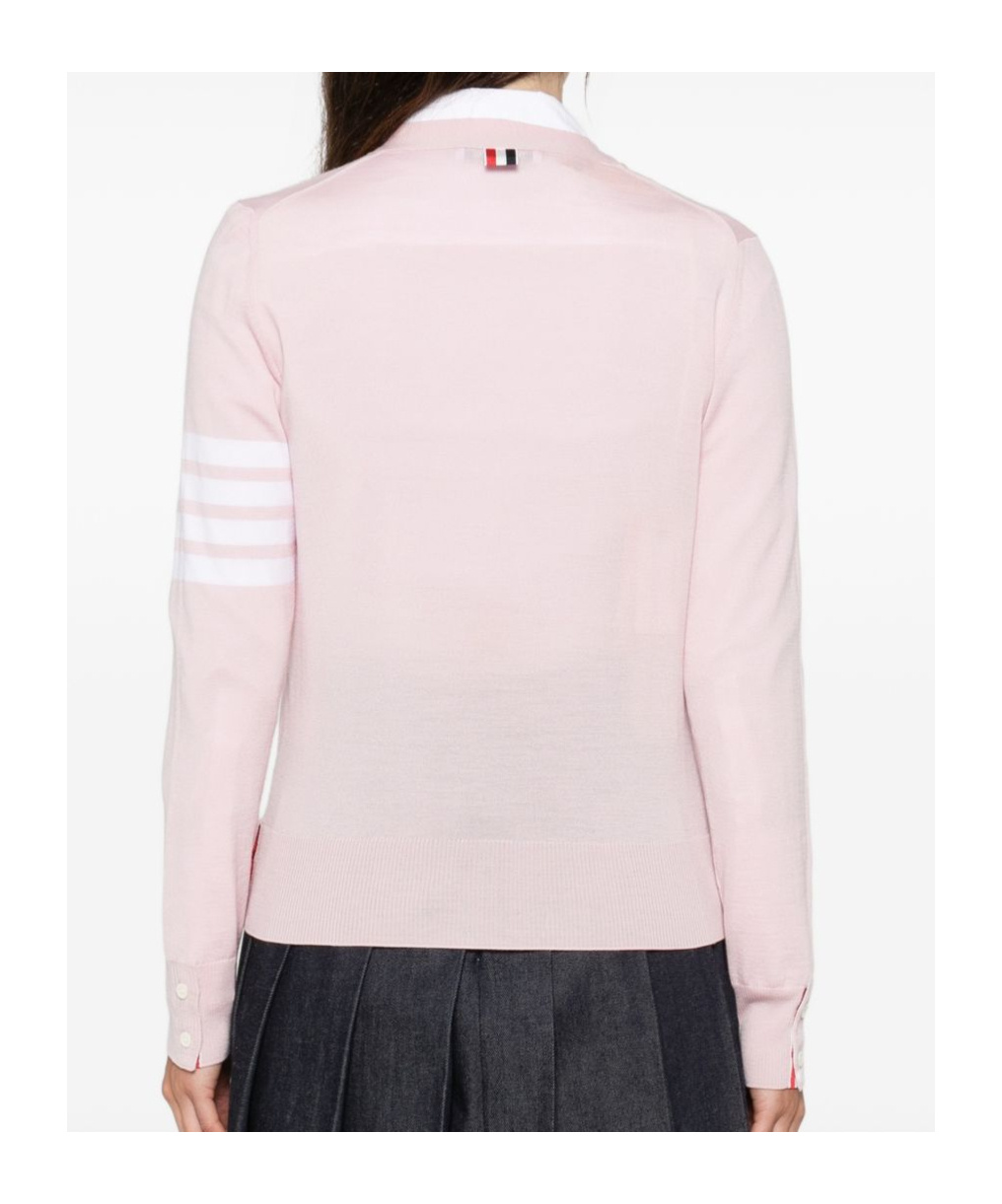 Thom Browne Pocket Stripe Sweater In Pink