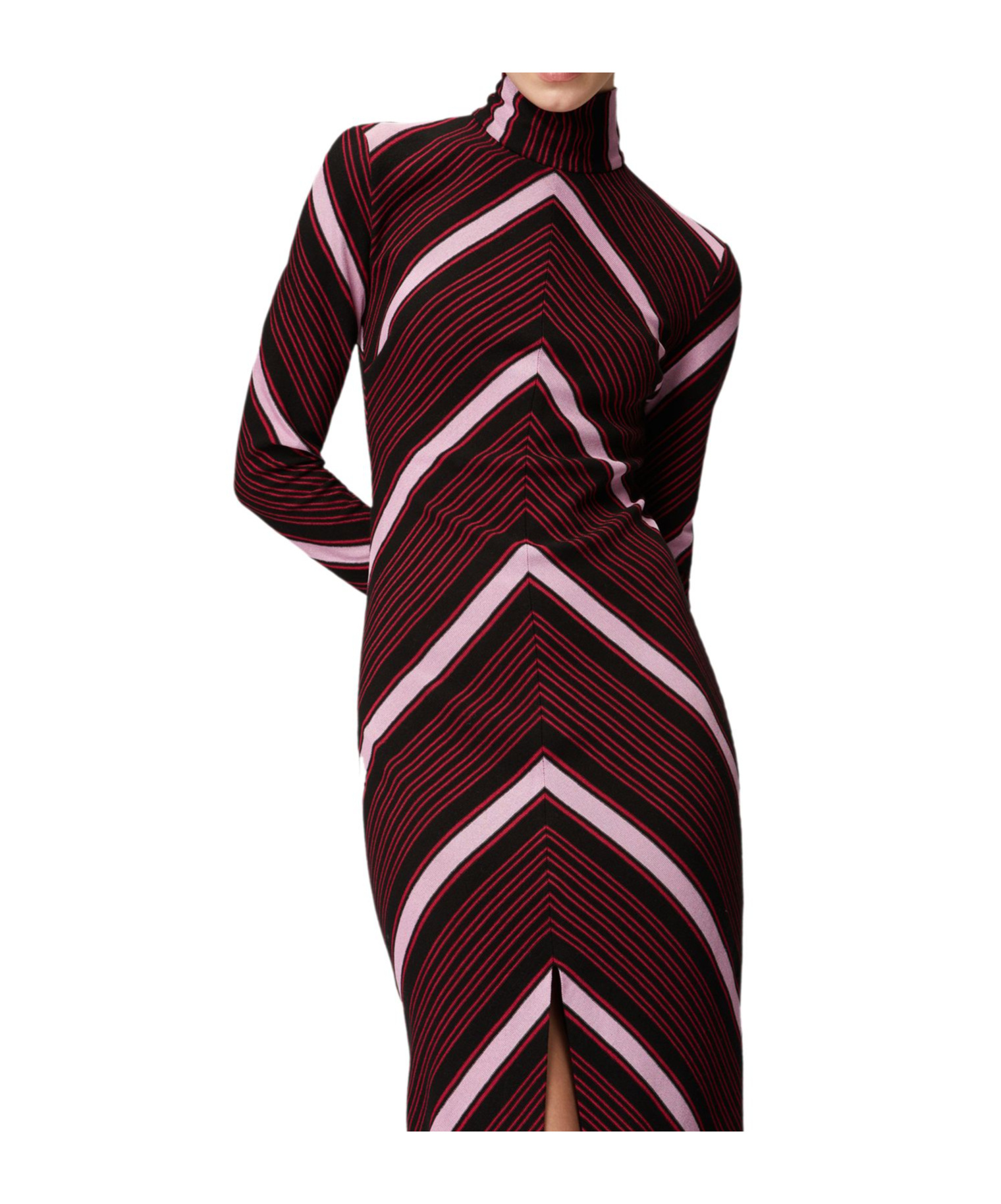 Missoni High Collar Long Sleeve Dress In Brown