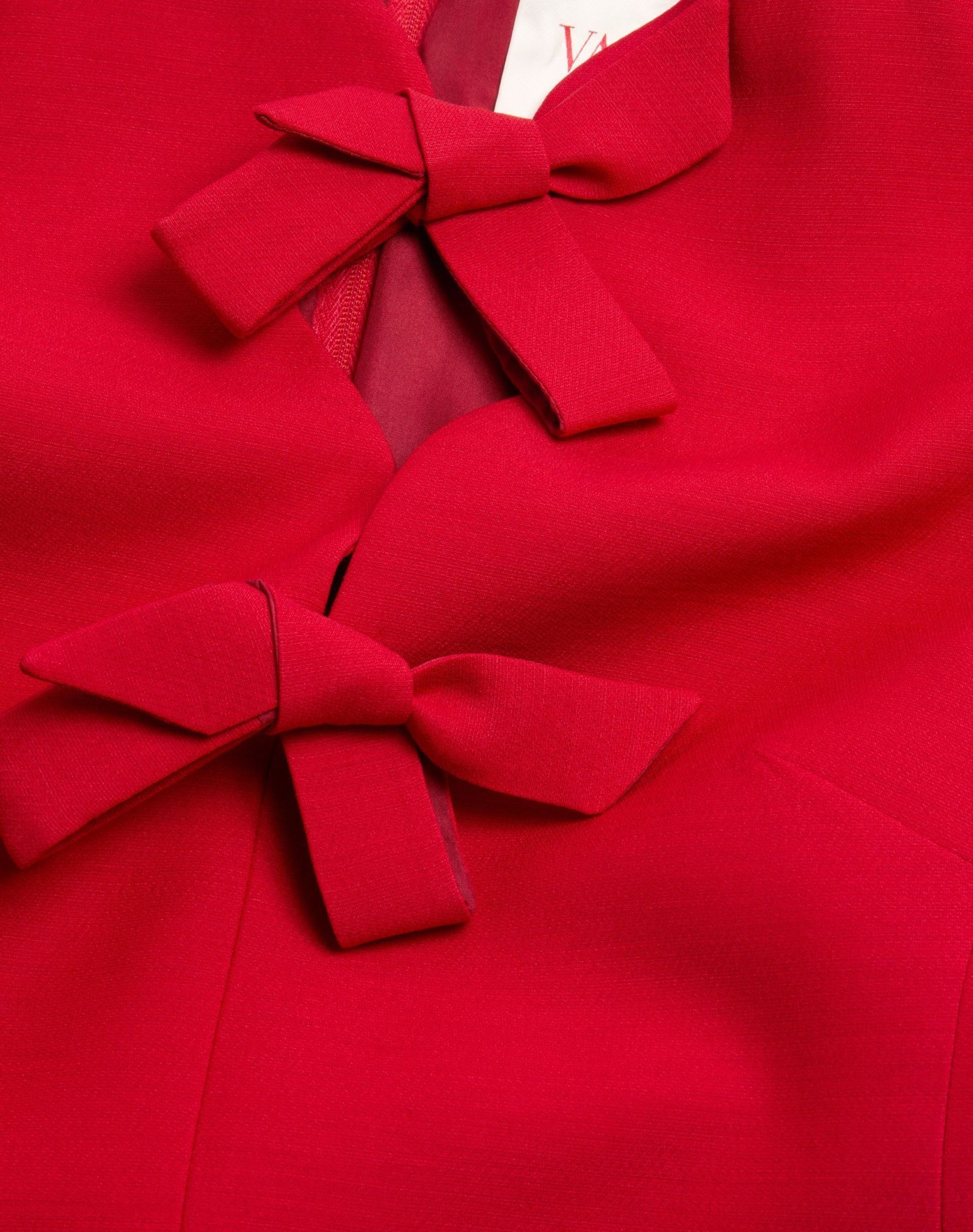 Valentino Fitted Red Dress With Decorative Bows In Red