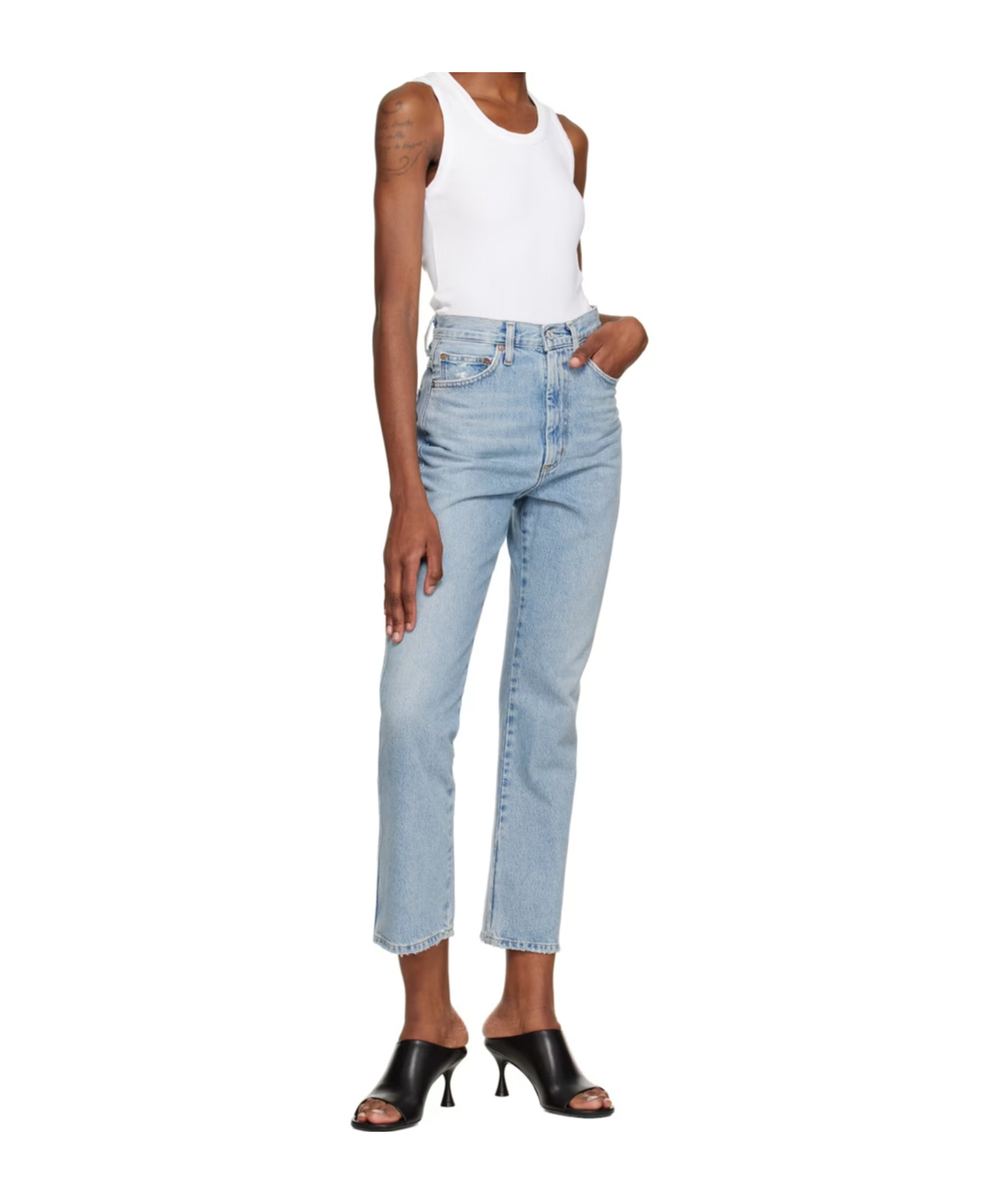 Agolde High Waist Denim Trousers In Blue