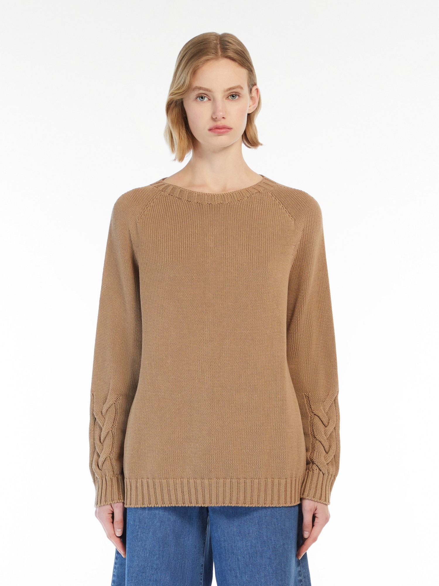 Max Mara Long-sleeved Sweater In Nude