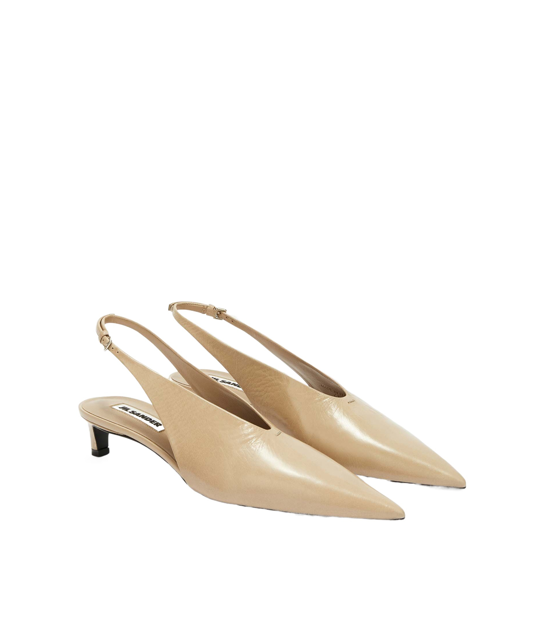 Jil Sander Leather Slingback Pumps With Adjustable Strap In Nude