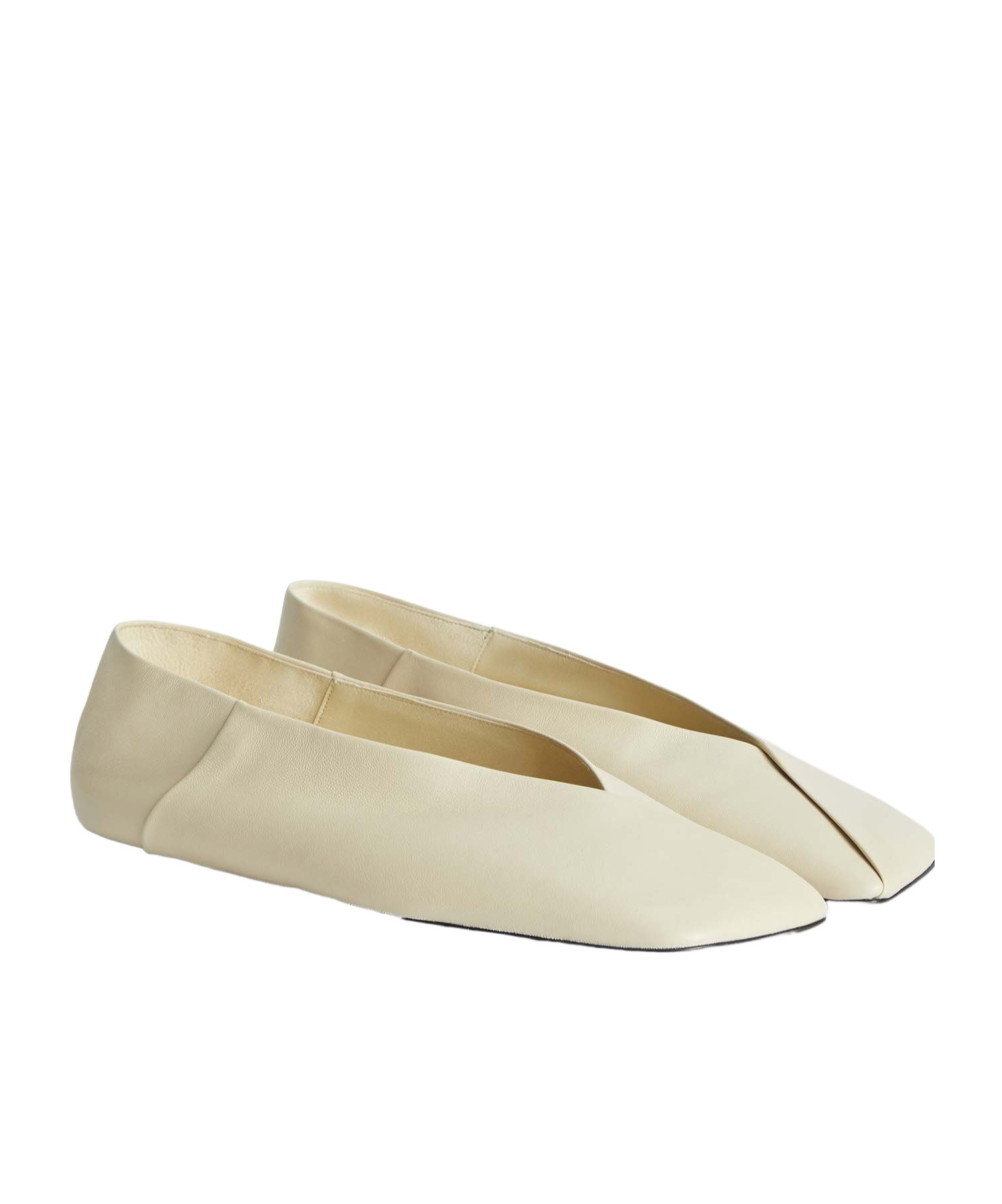 Jil Sander Women Leather Ballerina Flats In Nude