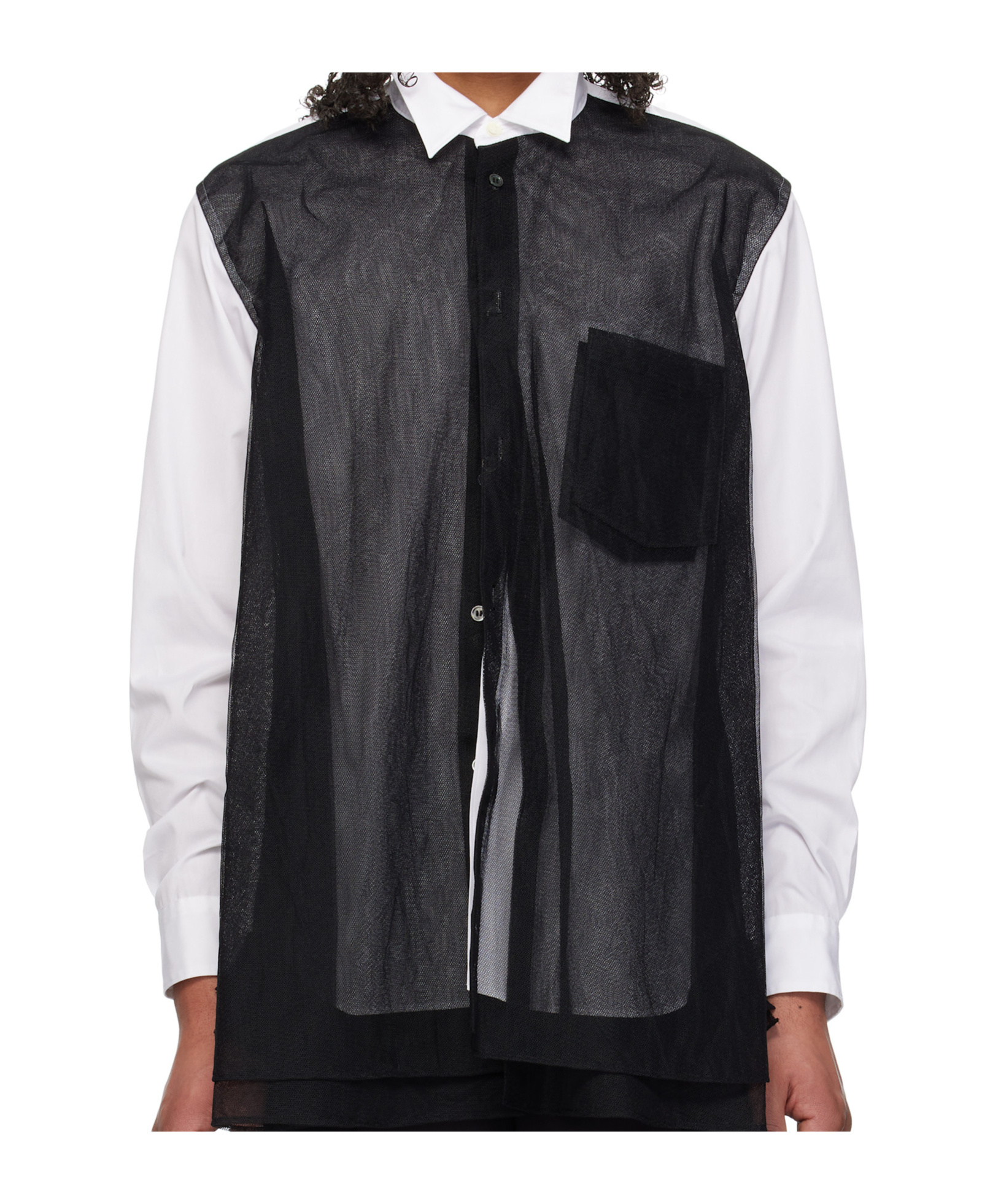 Comme Des Garçons Sheer Overlay Shirt Chest Pocket Detail