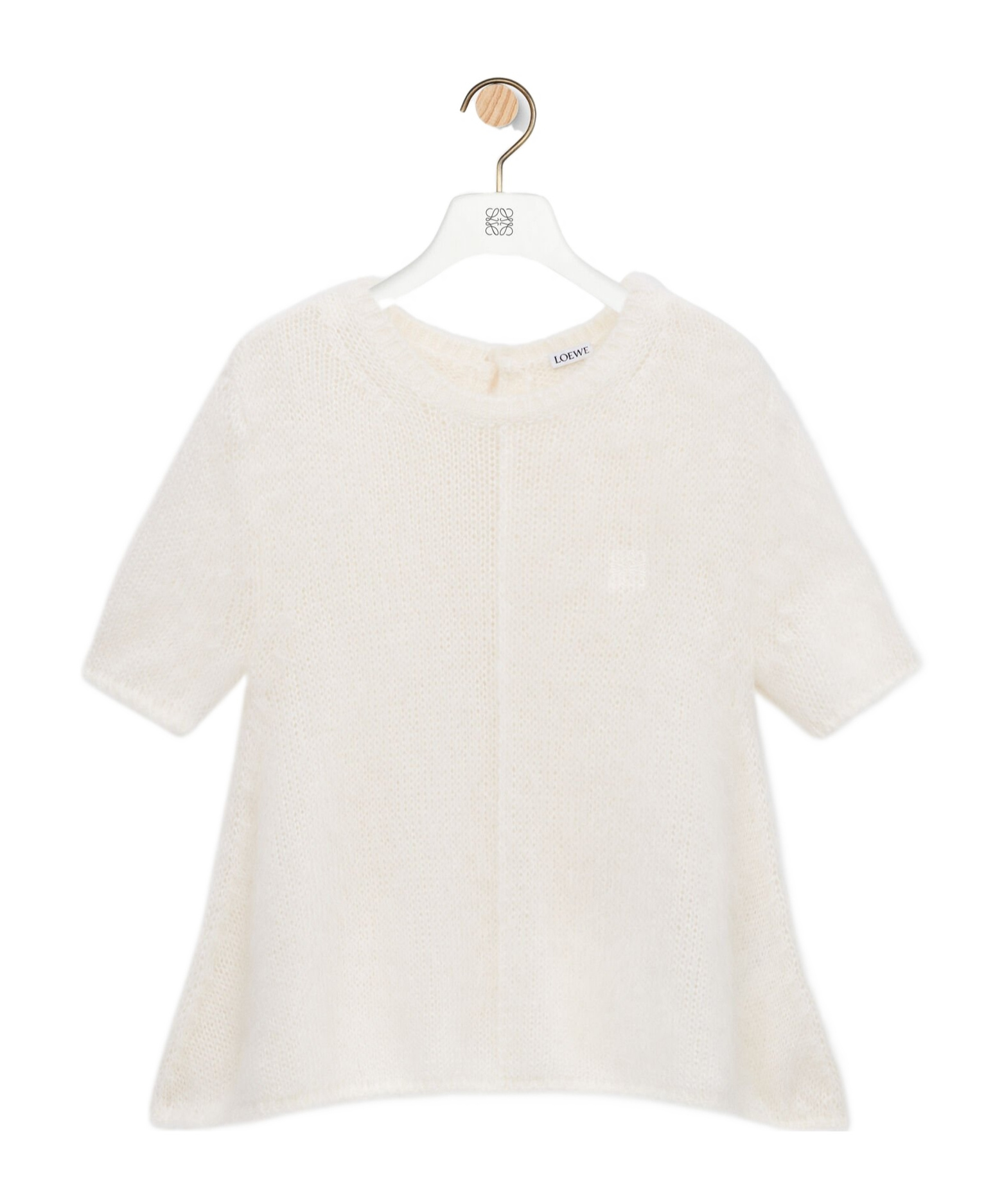 Loewe Short Sleeve Sweater In Mohair Blend In White