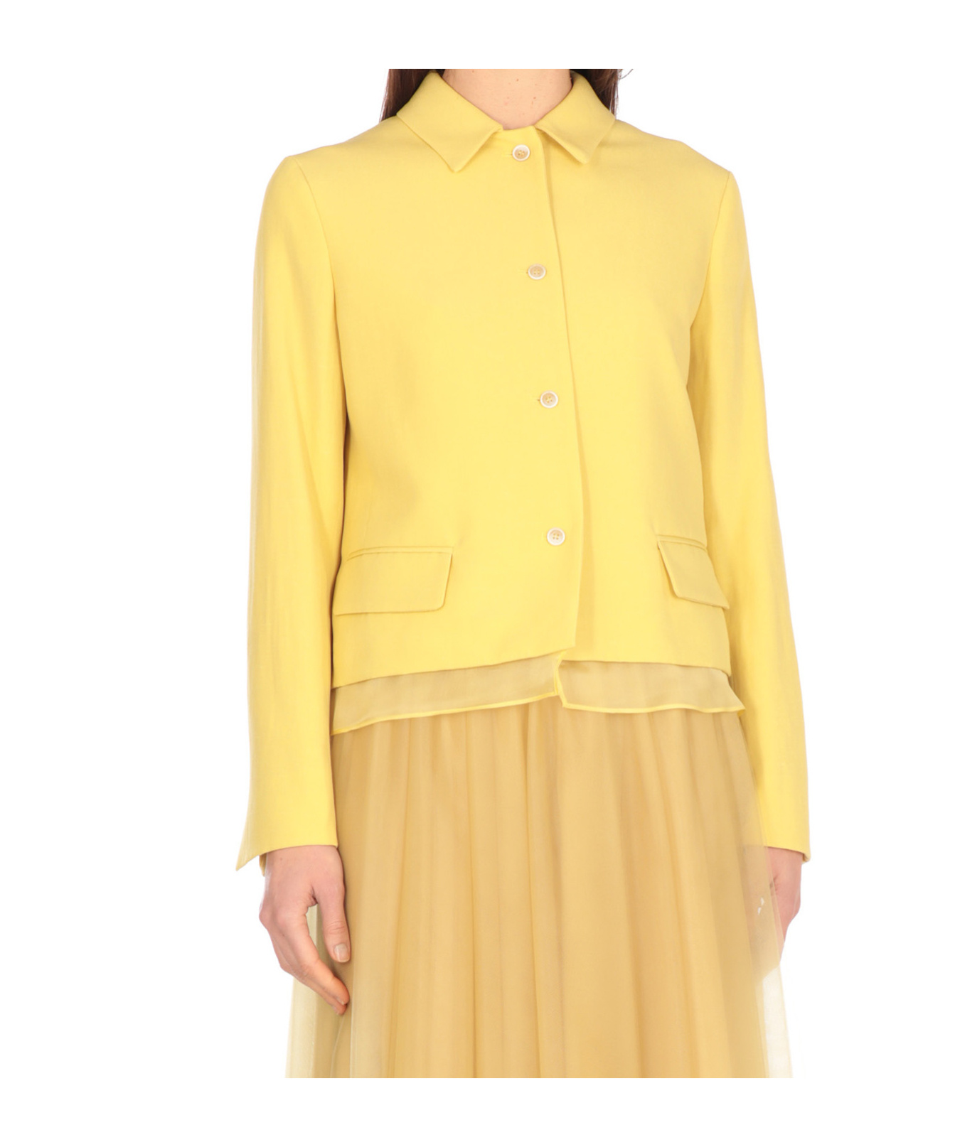 Fabiana Filippi Long Sleeved Buttoned Jacket In Yellow
