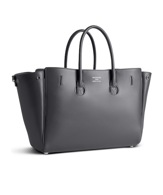 Balenciaga Medium Leather Bel Air Carry All Tote Bag In Grey