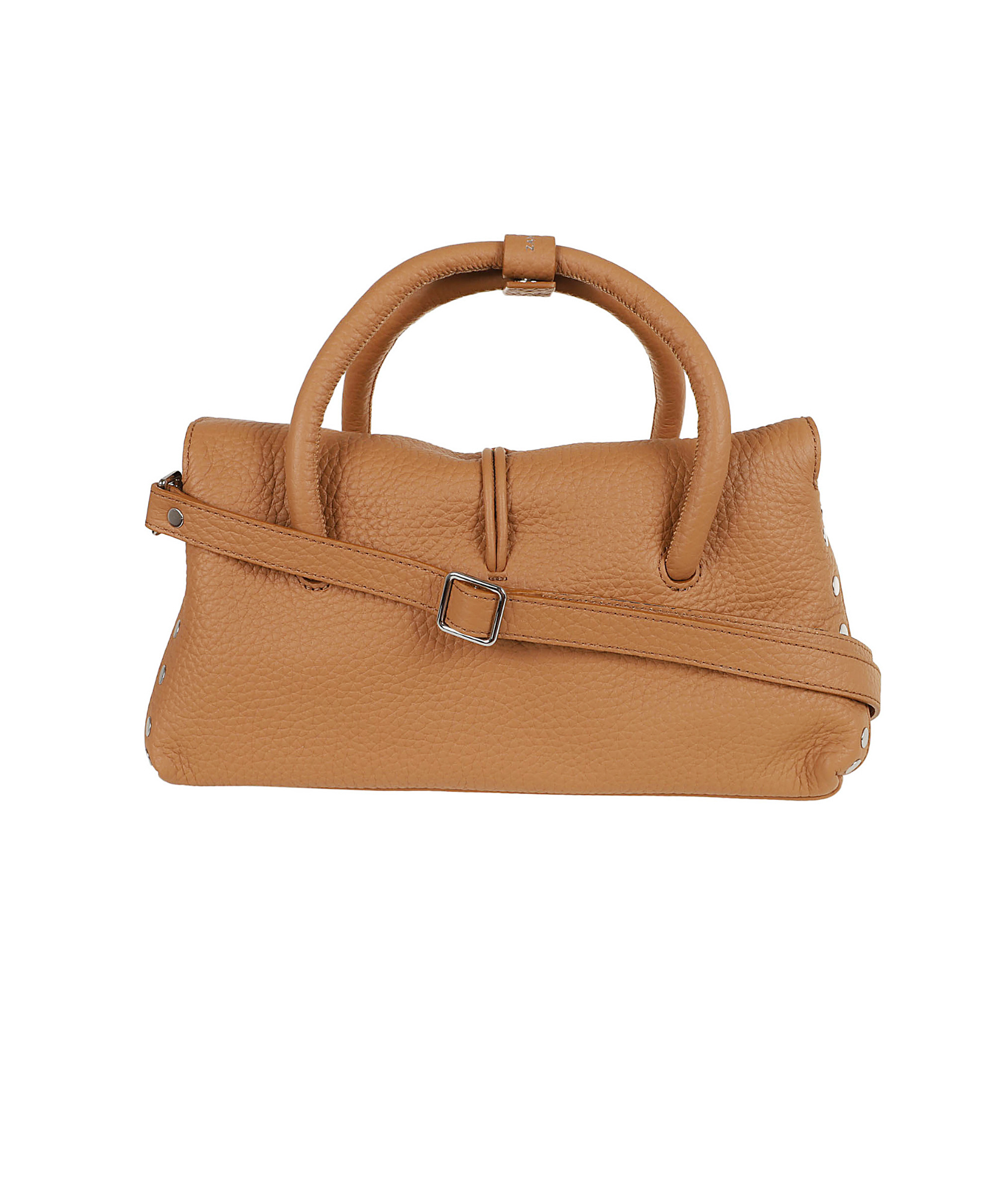 Zanellato Textured Leather Shoulder Bag With Distinctive Clasp In Brown