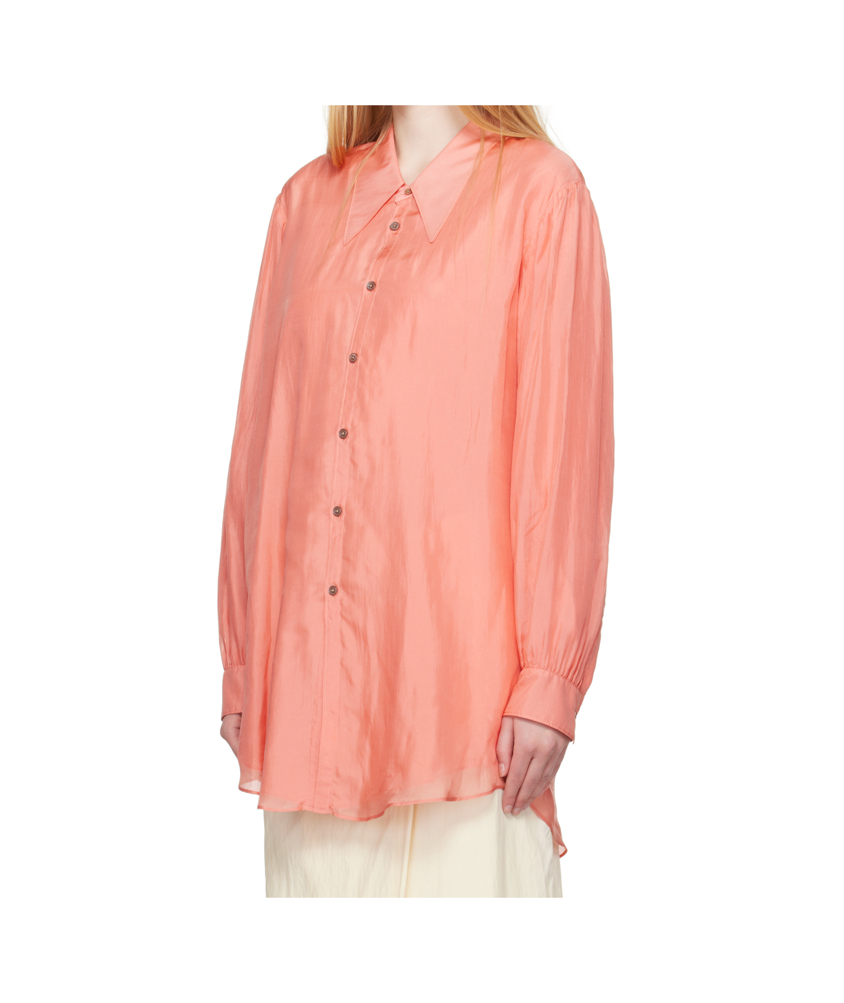 Lemaire Pink Light Pointed Collar Shirt
