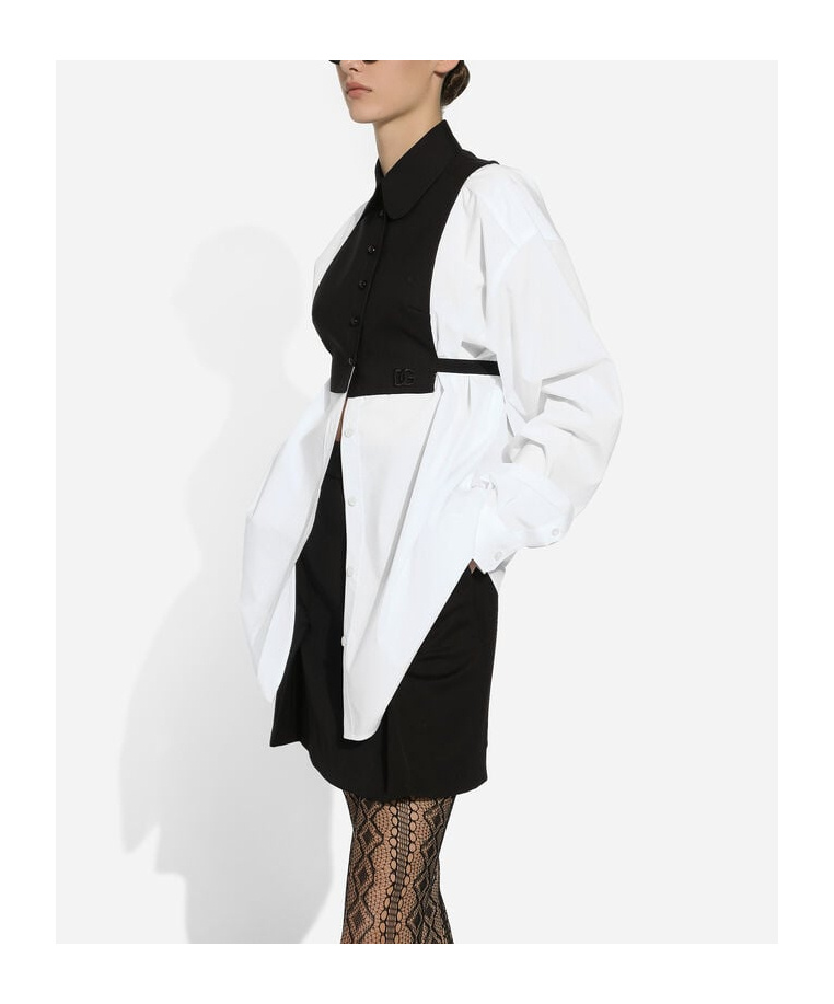 Dolce & Gabbana Cotton Shirt With Contrasting Shirt Front In White