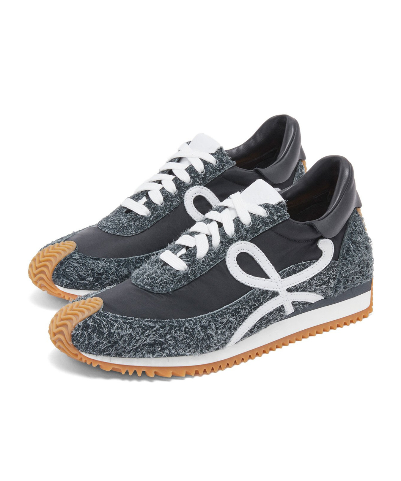 Loewe Flow Runner Sneakers In Nylon And Suede In Black