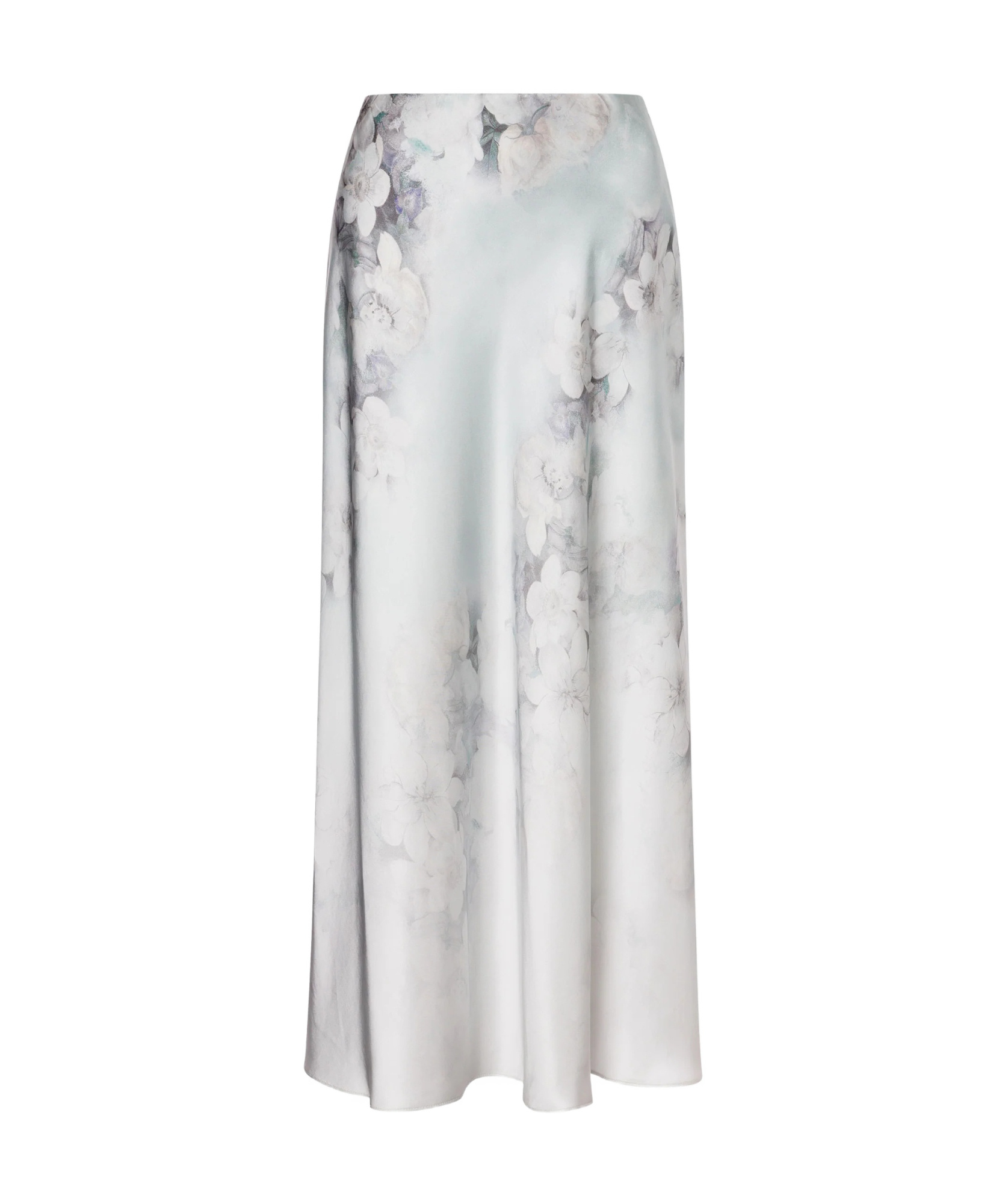 Alberta Ferretti Womens Multi Ice Blossom-print High-rise Satin Maxi Skirt In Blue