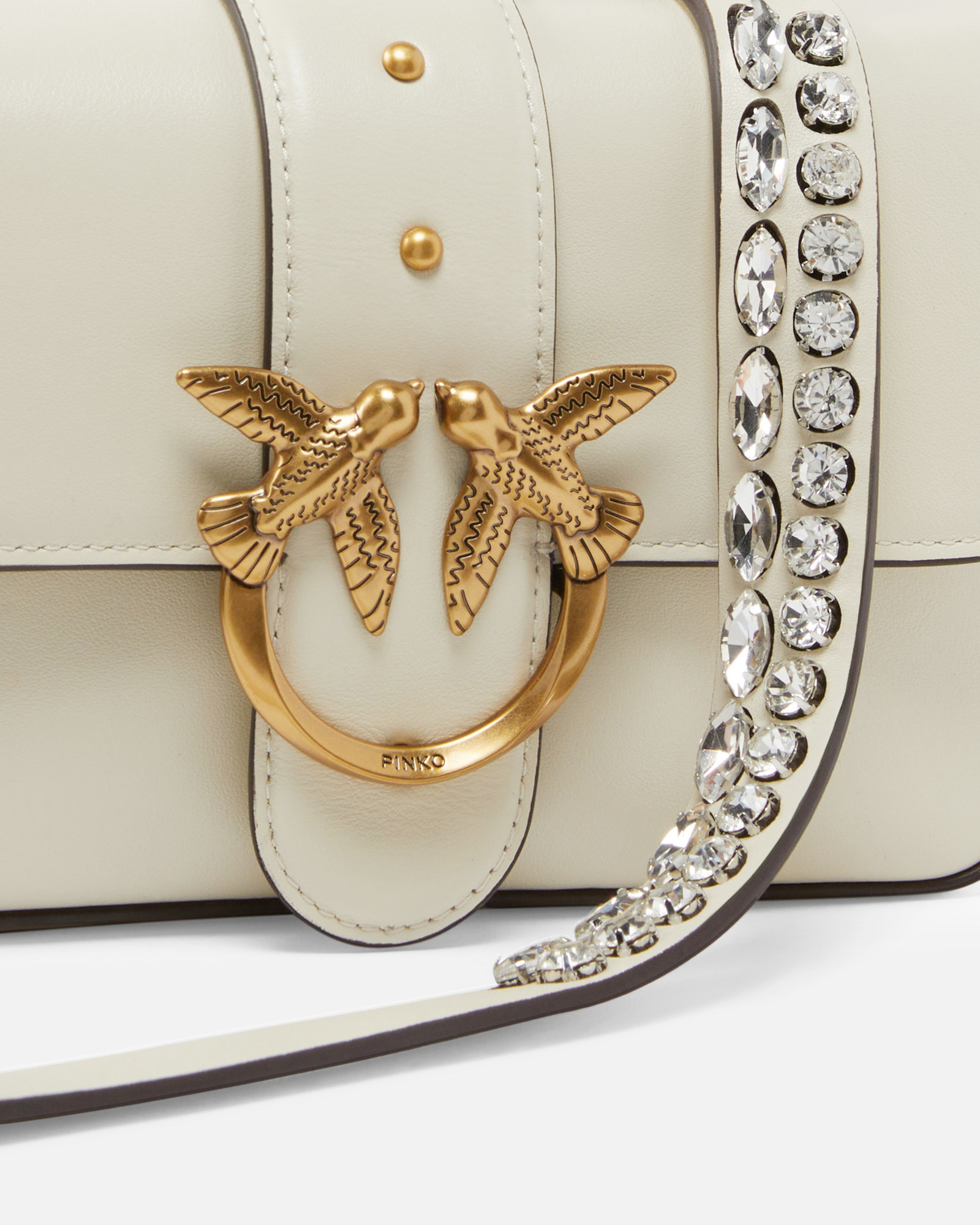 Pinko Mini Love Bag Slouchy Shoulder Bag In Leather With Two Straps In White