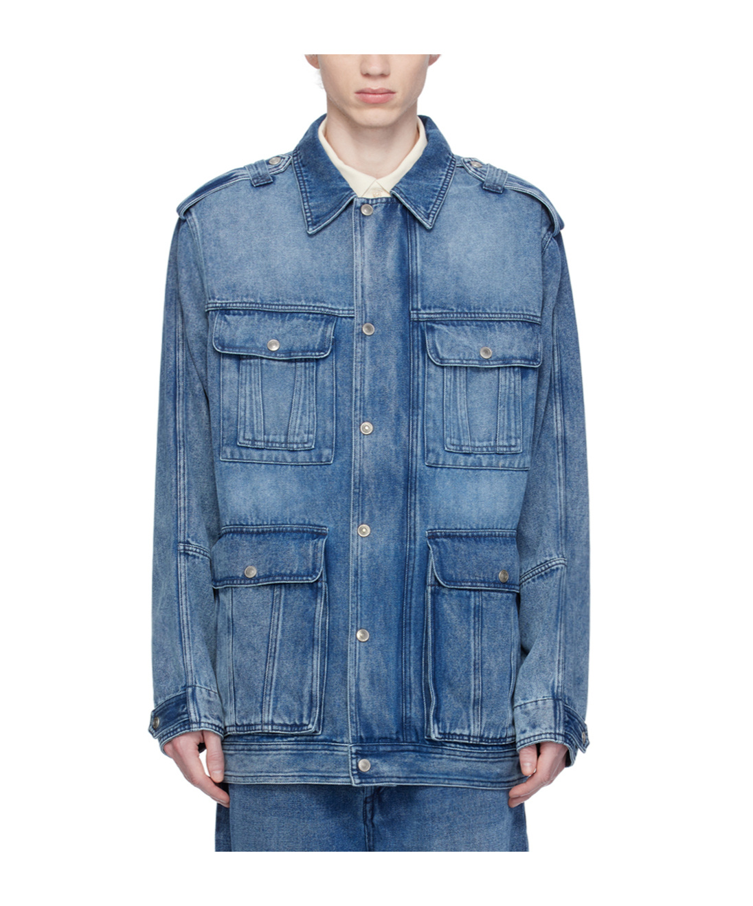 Isabel Marant Taho Long-sleeved Denim Coat In Blue