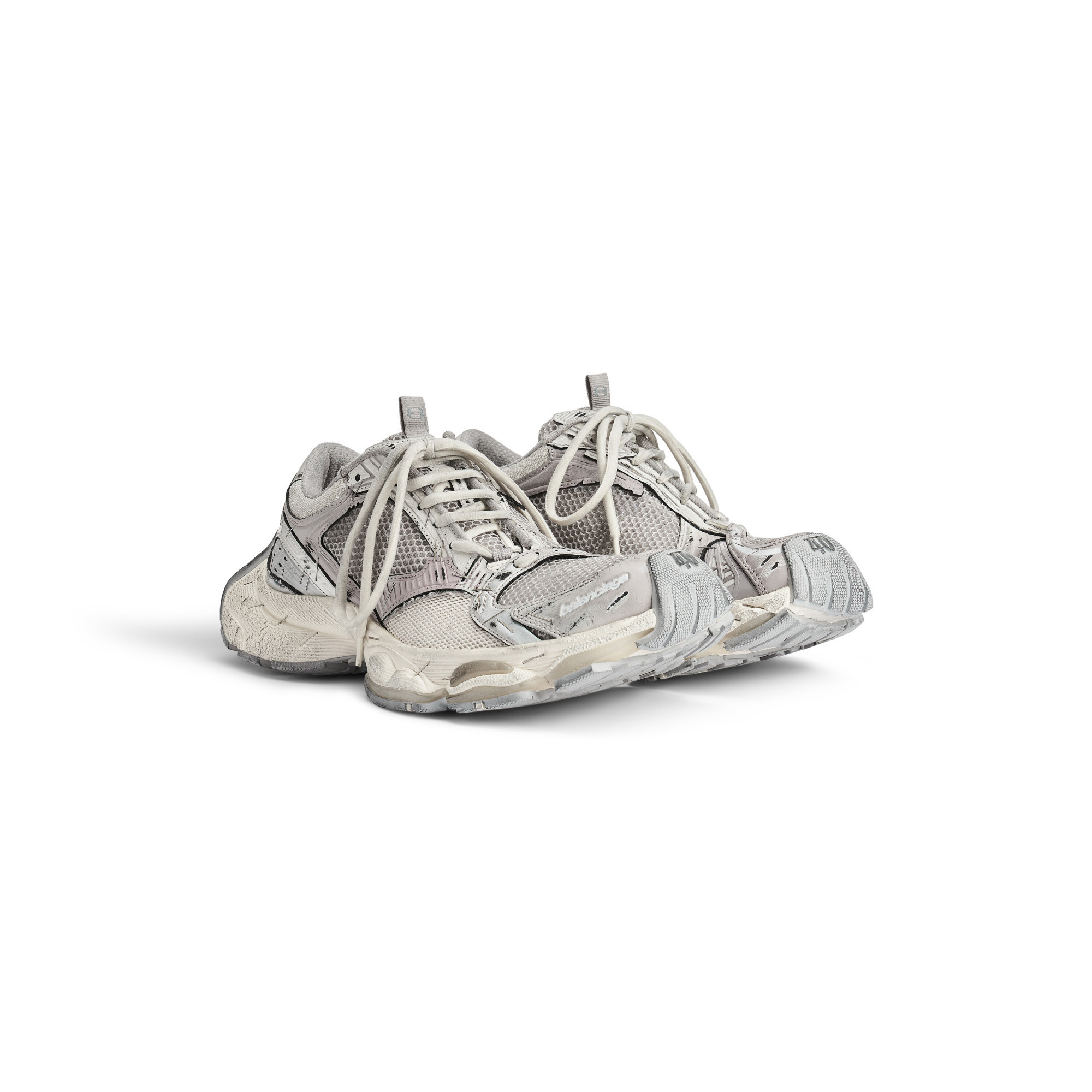 BALENCIAGA MEN'S STAPLER SNEAKER IN BEIGE/GREY