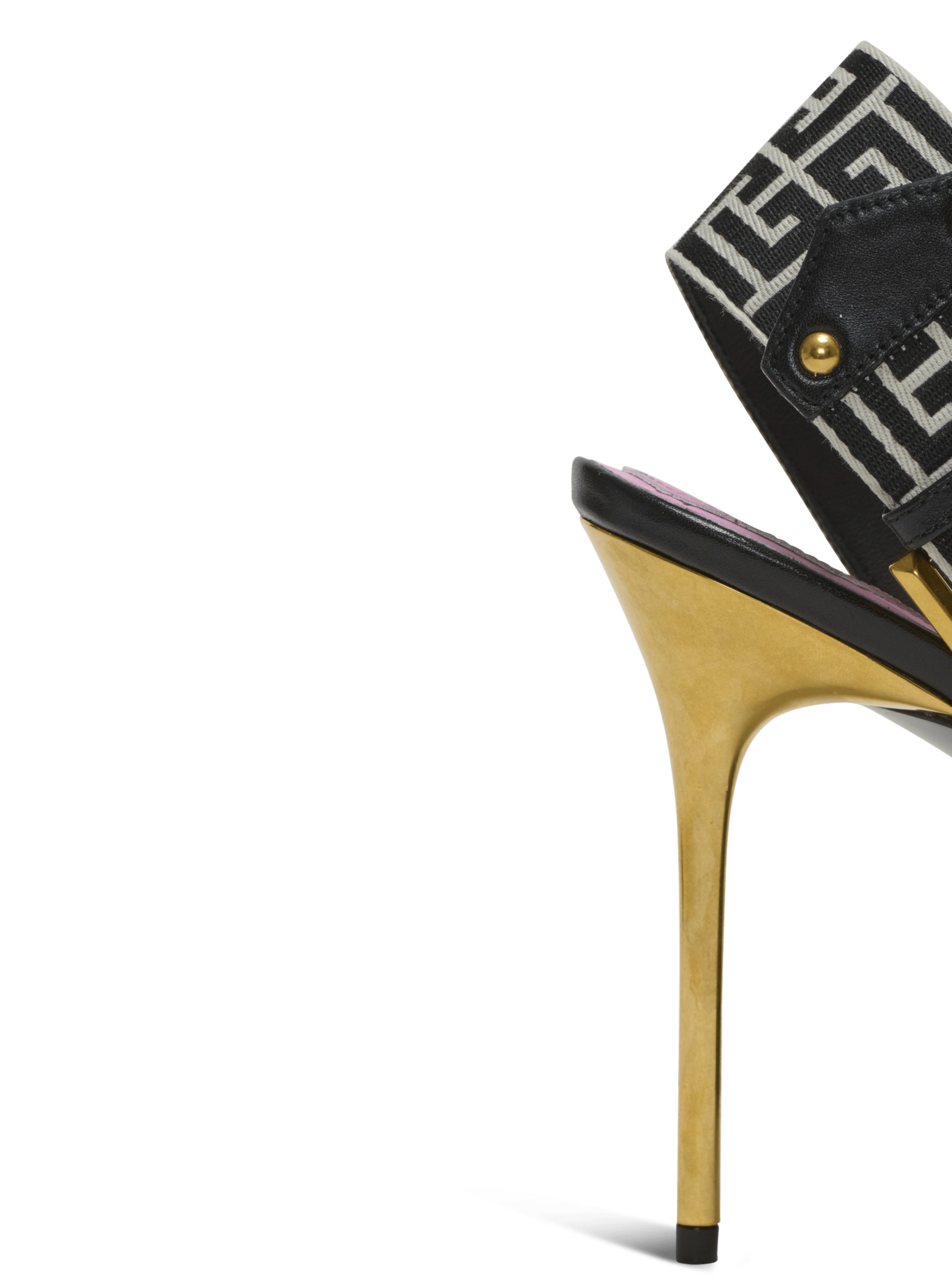 Balmain Leather Monogram Ruby Heeled Sandals 95 In Black