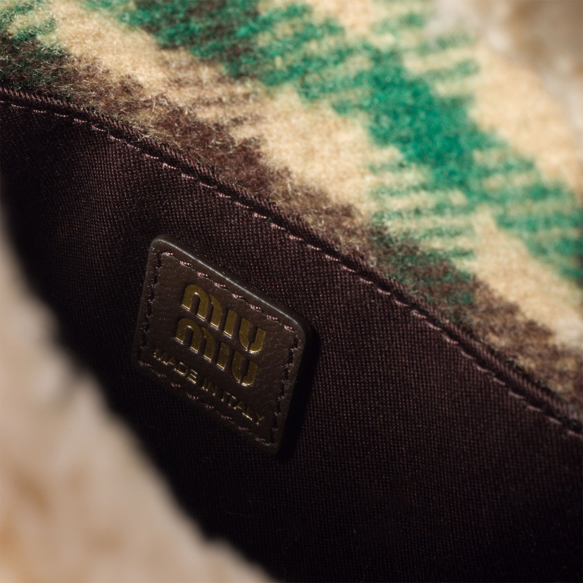 Miu Miu Gingham And Shearling Handbag