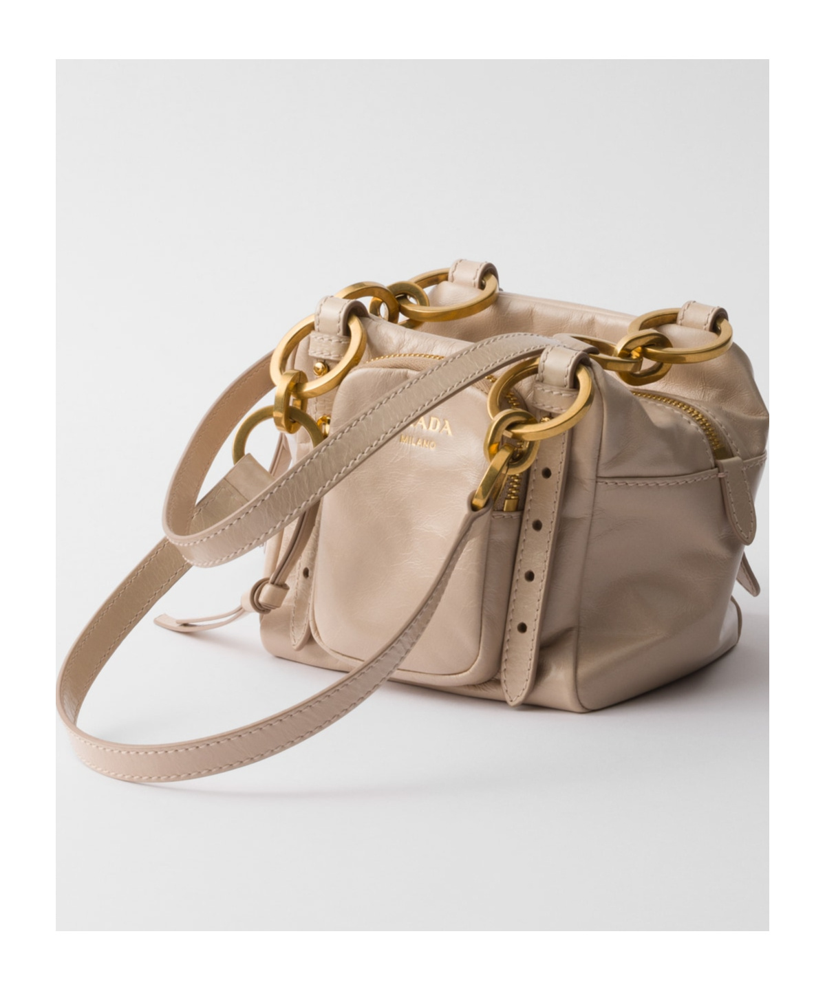 Shop Prada Dangle Leather Top-handle Mini-bag In Nude Pink