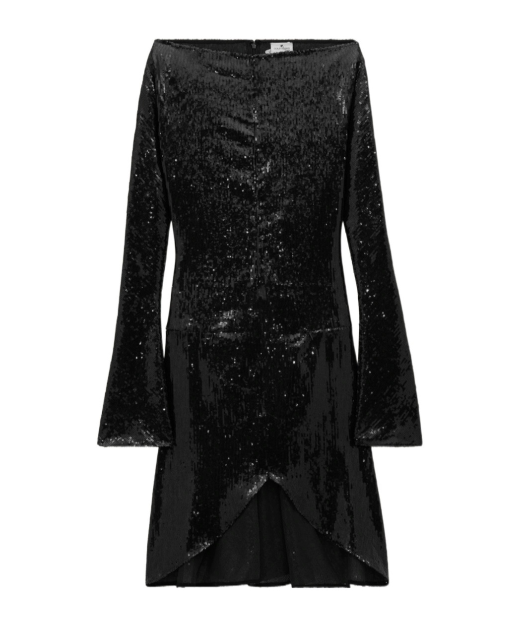 Courrèges Ellipse Glitter Zipped Dress In Black