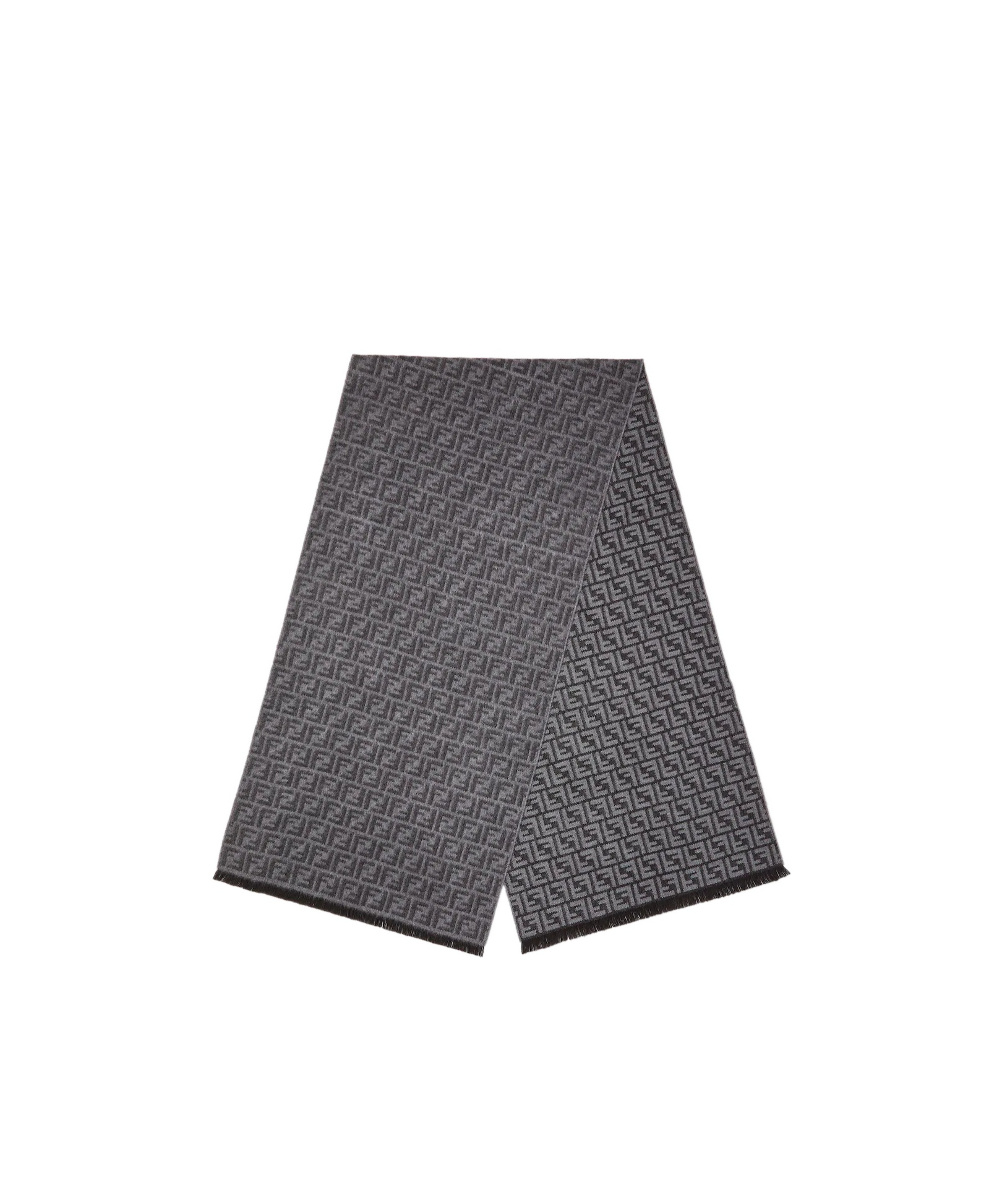 Fendi Grey Ff Wool Scarf In Brown