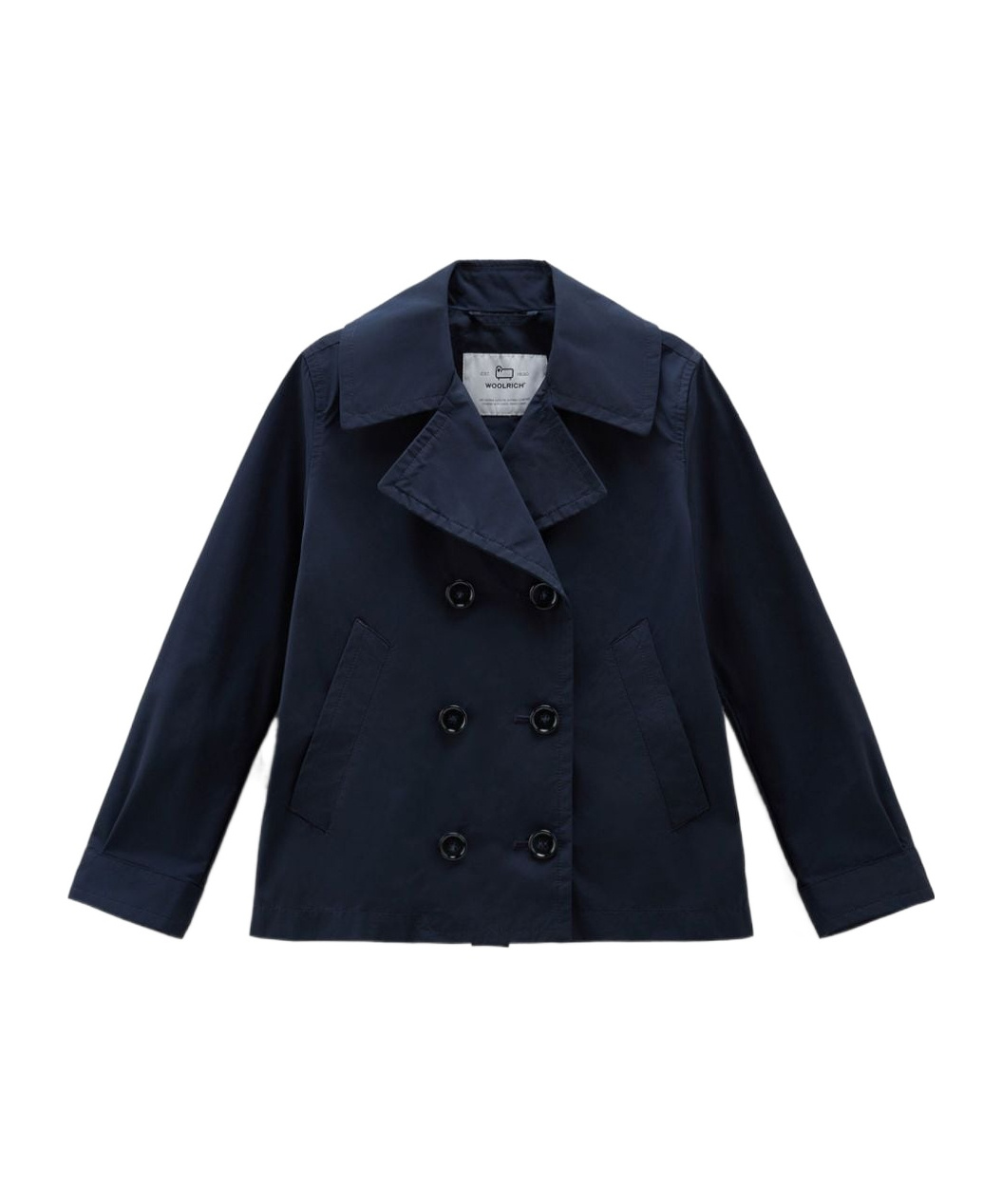Woolrich Summer Double-breasted Peacoat In Black