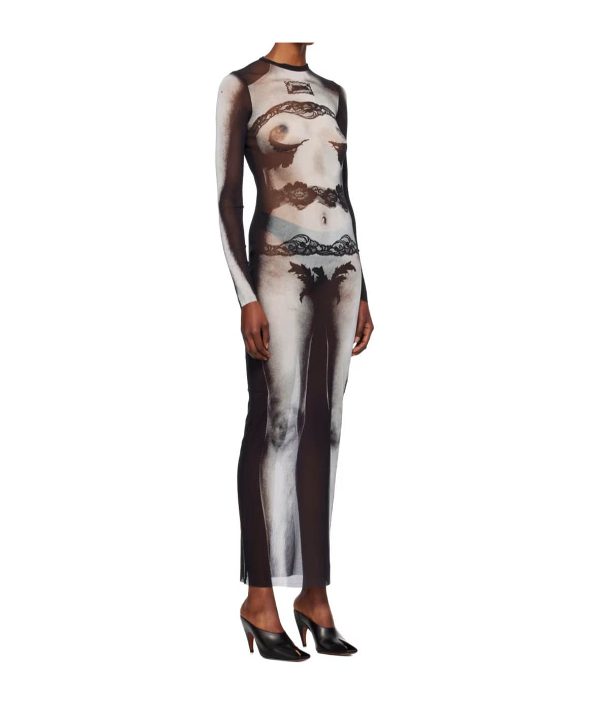 Jean Paul Gaultier Printed Pattern Dress In White