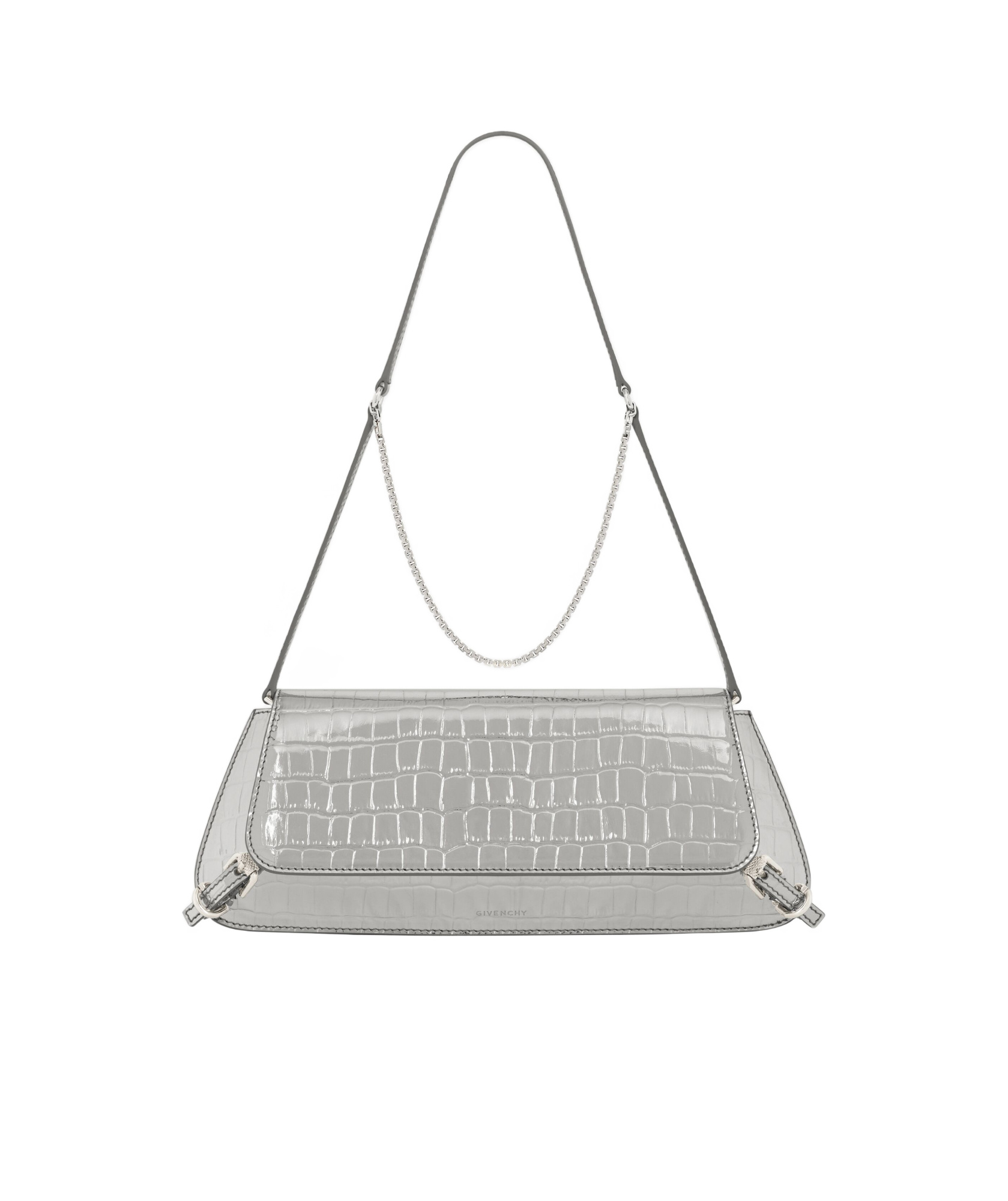 Givenchy Voyou Clutch Bag In Crocodile Effect Leather In Gray