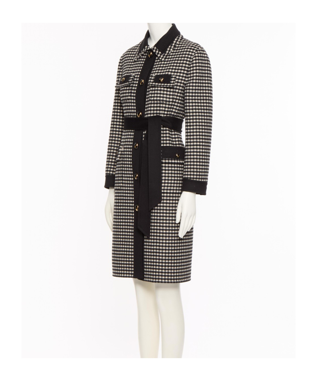 Valentino Womens Avorio Nero Gingham-pattern Wool And Cashmere-blend Coat In Black