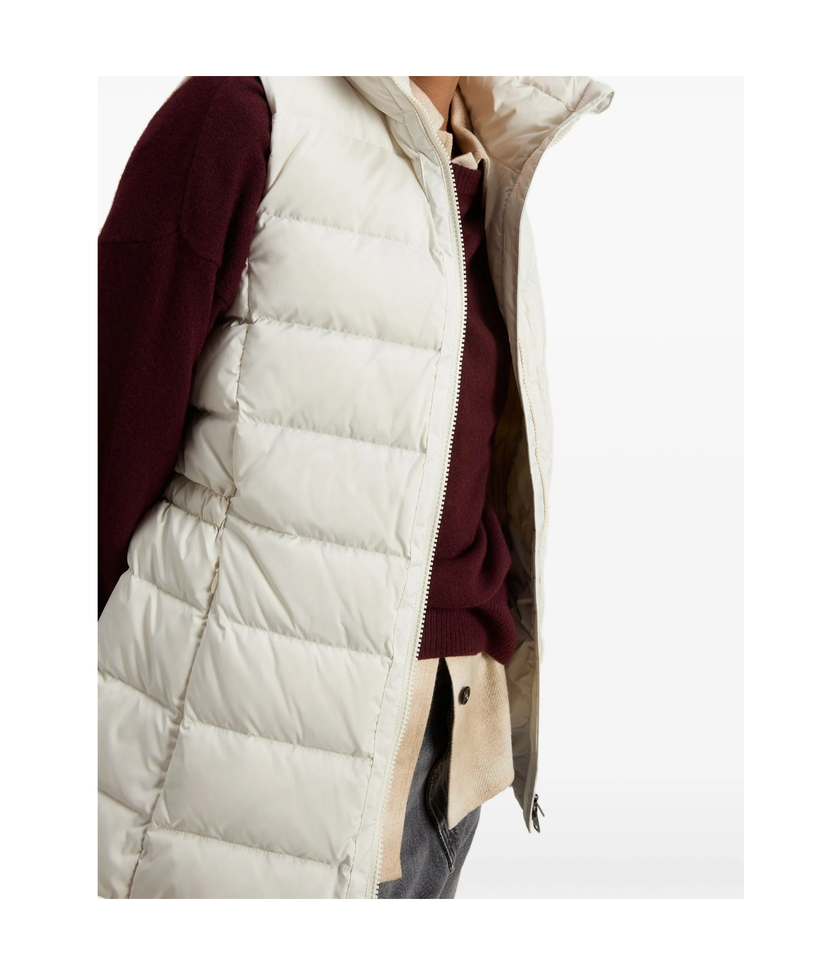 Woolrich Microfiber Padded Vest High Collar In White