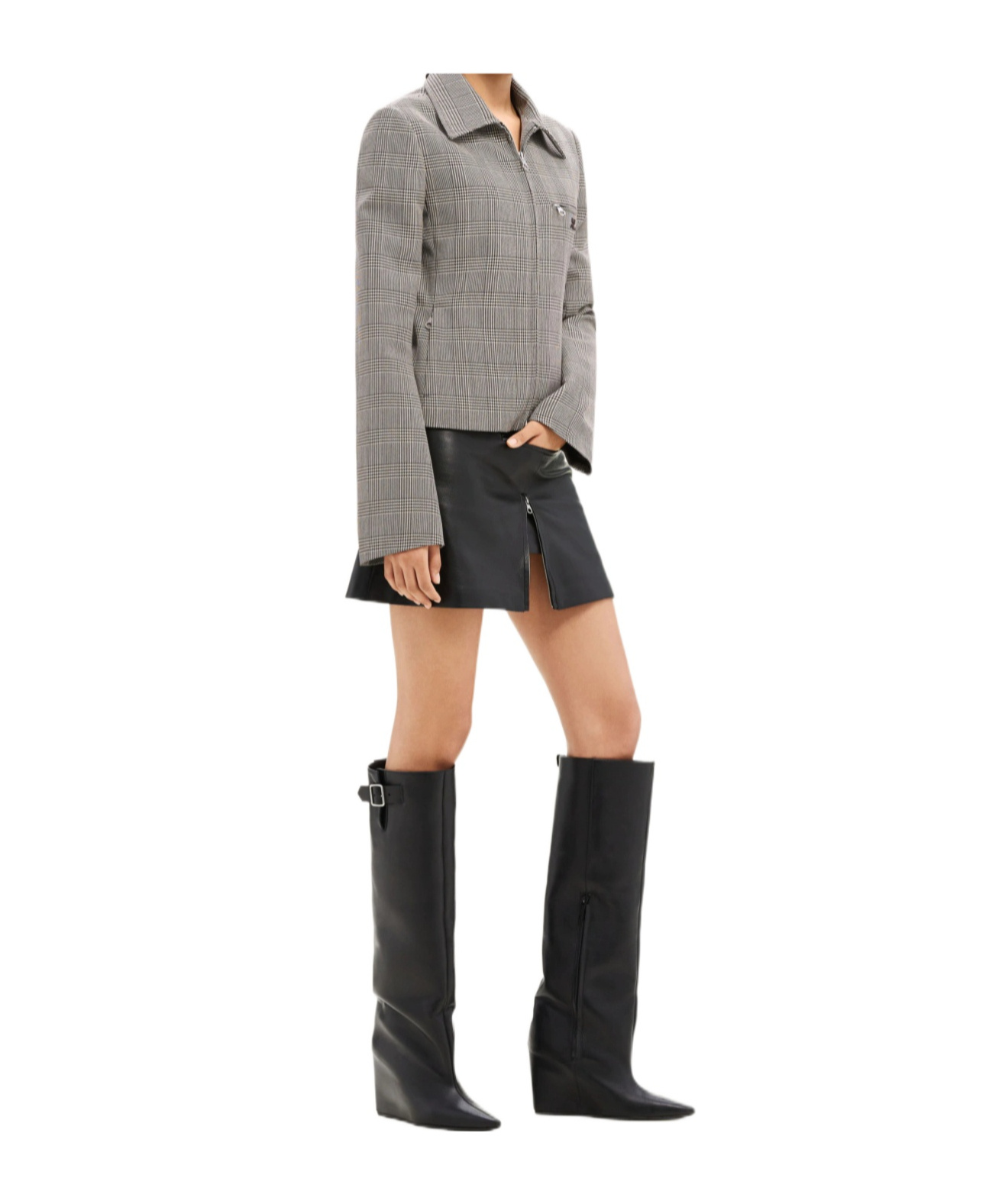 Shop Courrèges Prince Of Wales-pattern Zip-fastening Jacket In Gray